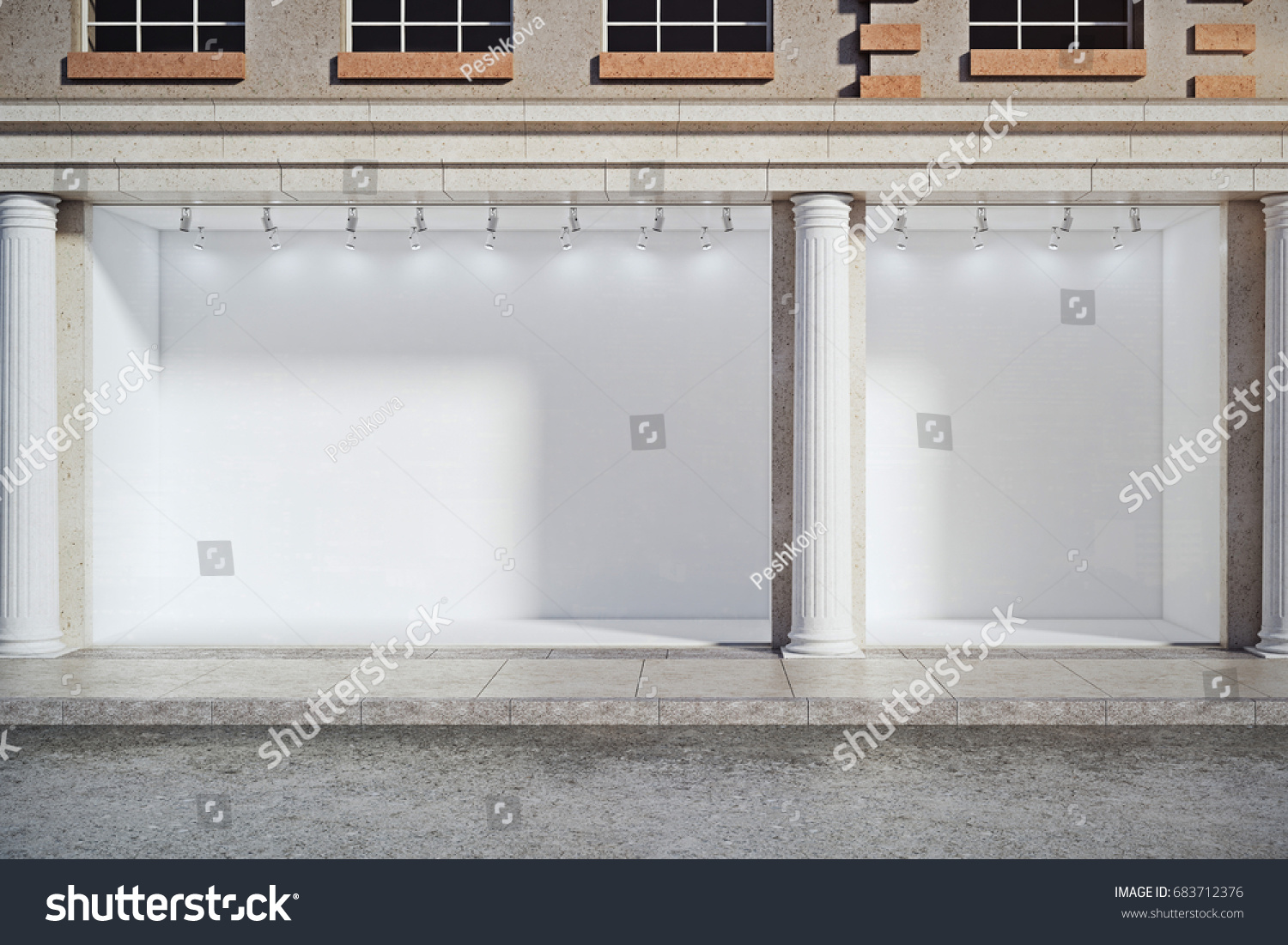 Download Front View Window Display Empty Storefront Stock ...