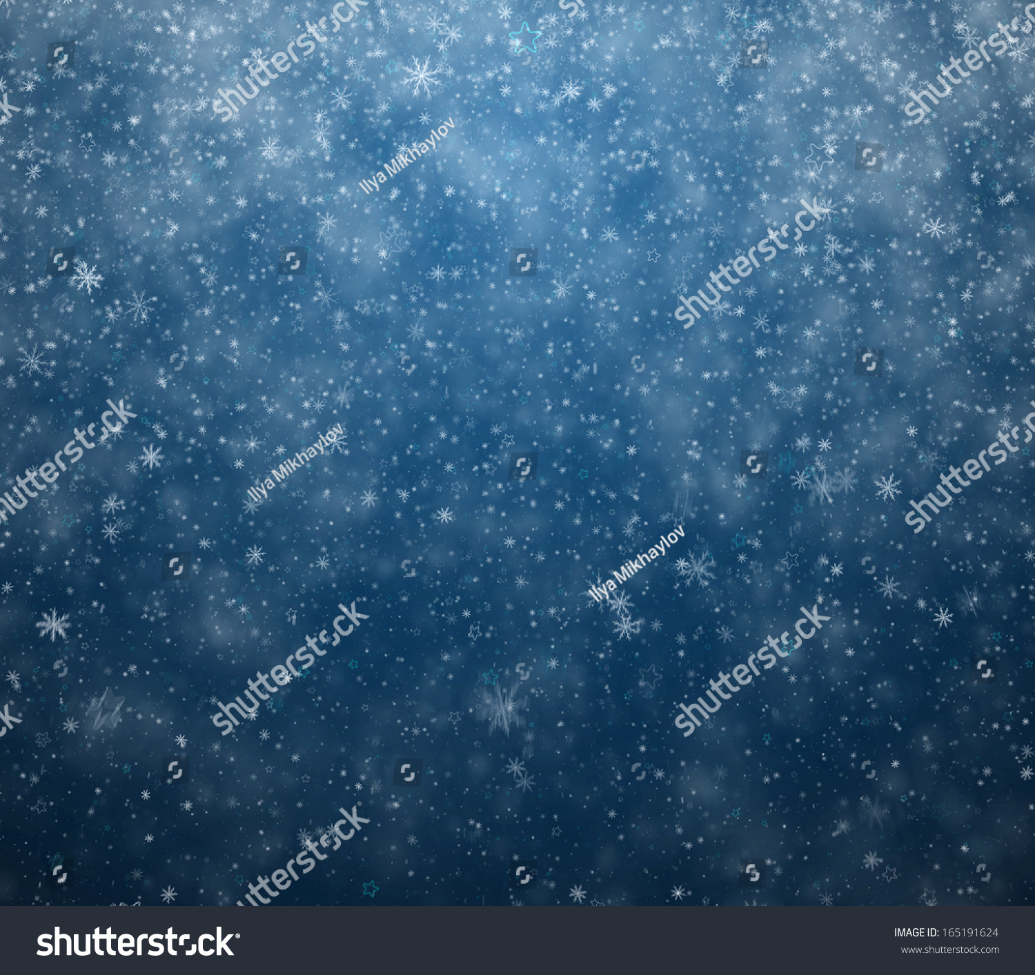 Frosty Winter Background Falling Snowflakes Stars Stock Illustration ...