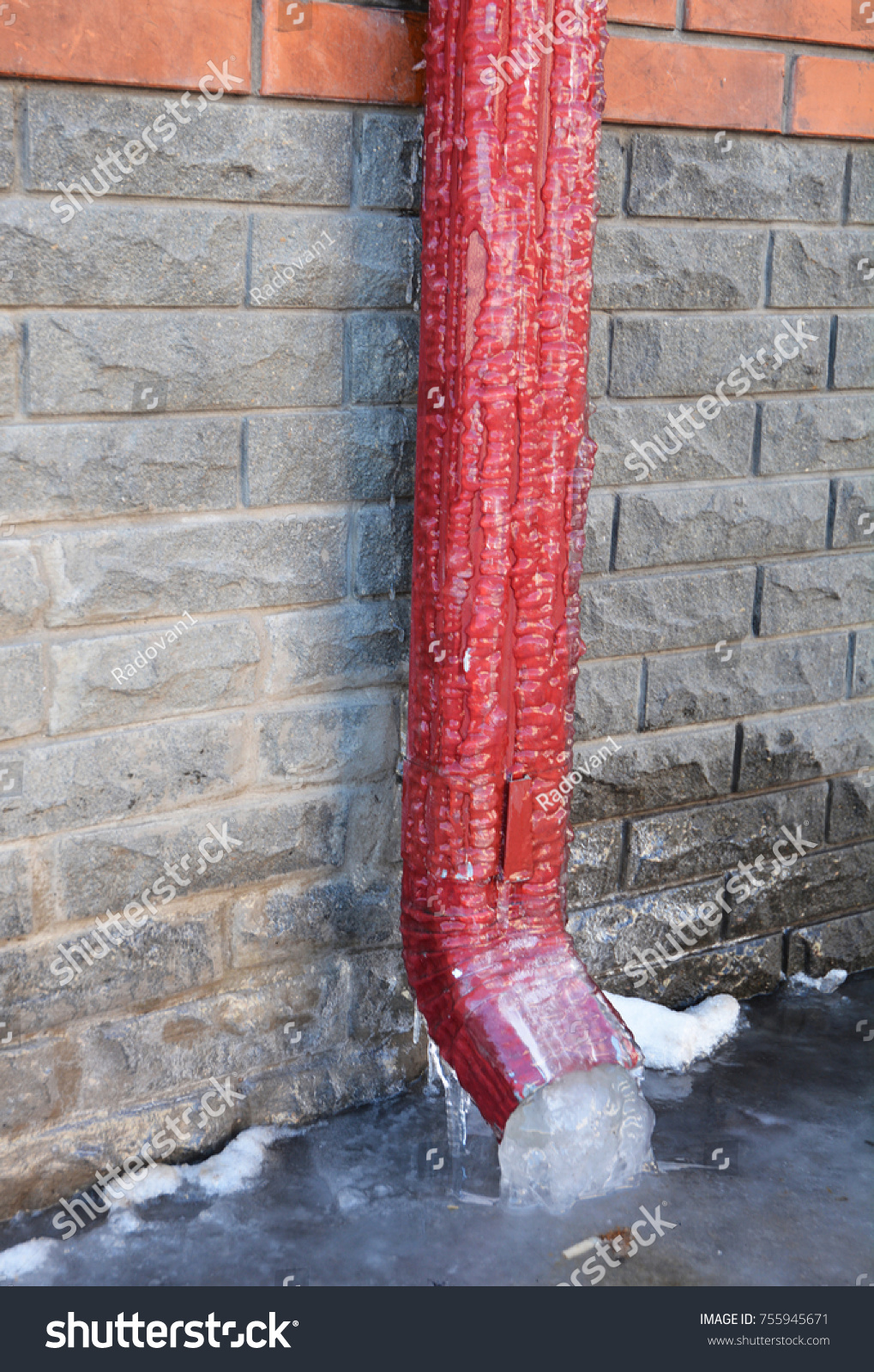 Frozen Gutter Downspout Gutters Downspouts Sometimes Stock Photo