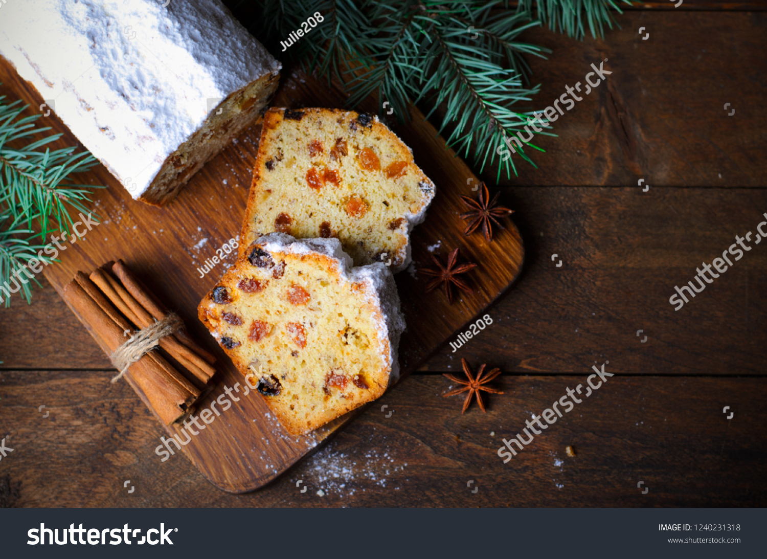 Fruit Loaf Cake Dusted Icing Sugar Stock Photo Edit Now 1240231318