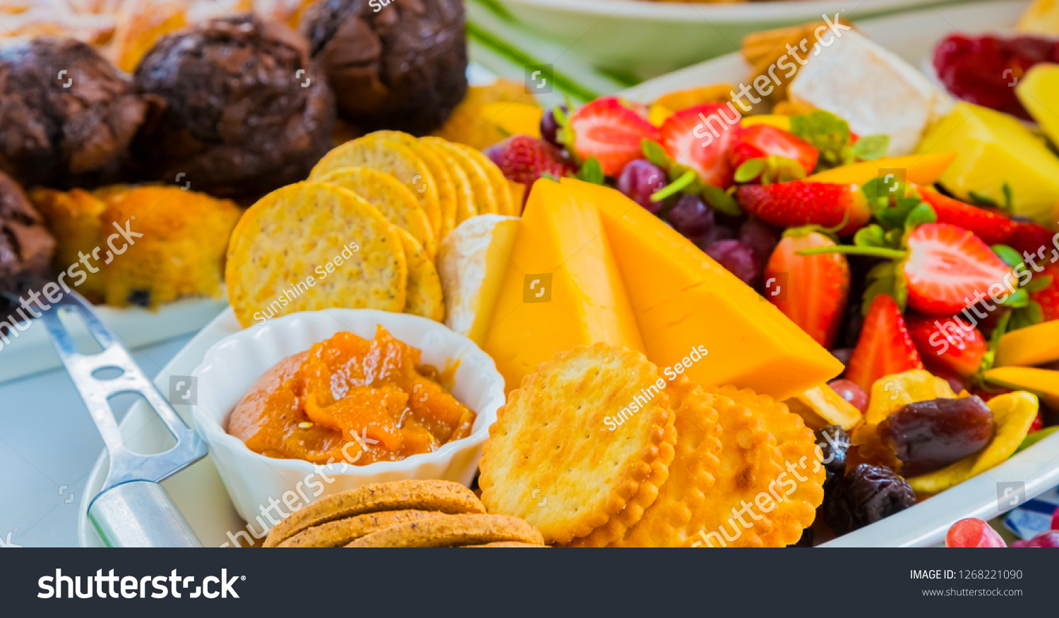 Fruit Salad Cheese Board Spring Festival Food And Drink Stock Image 1268221090