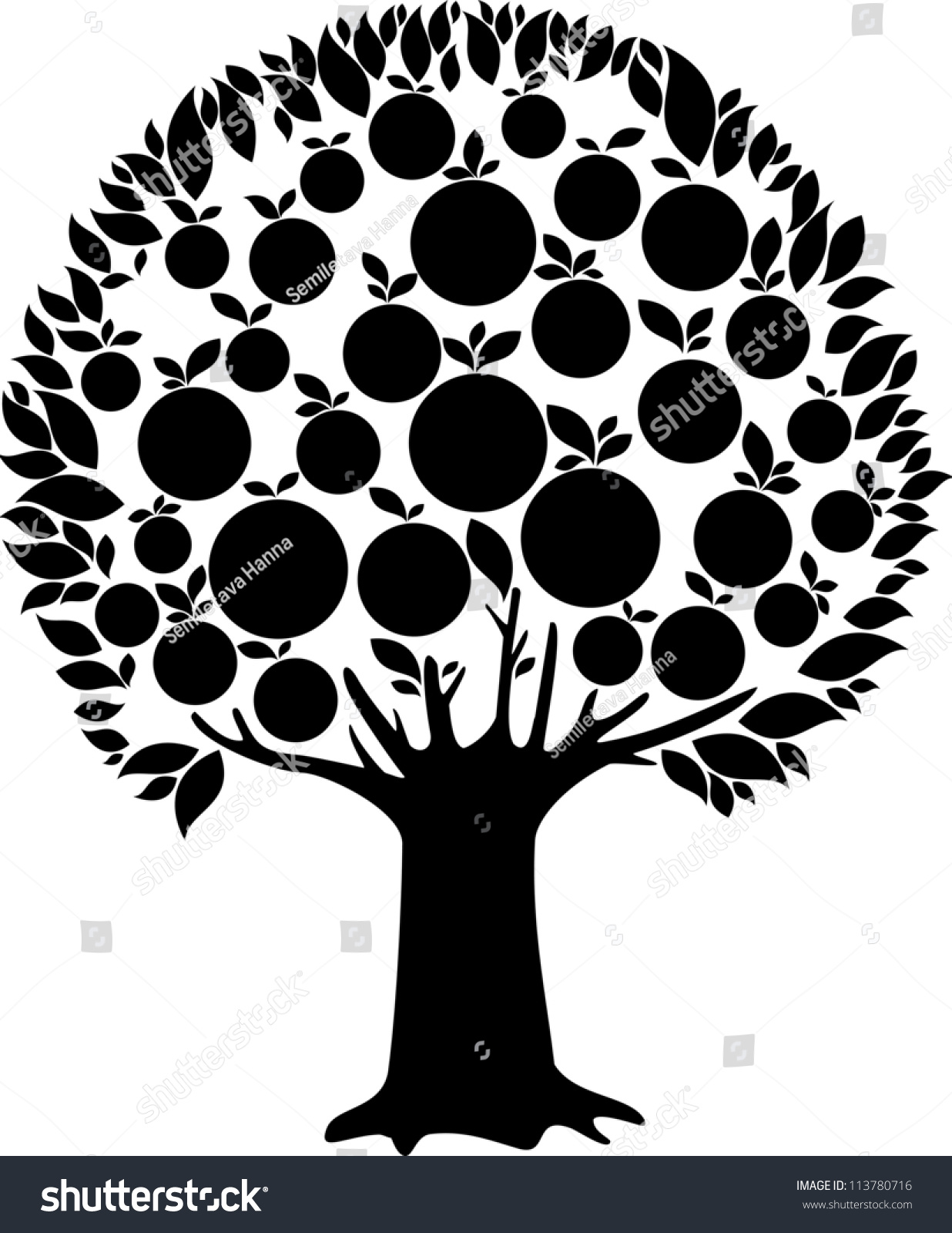 Fruit Tree Isolated On White Background Stock Illustration 113780716