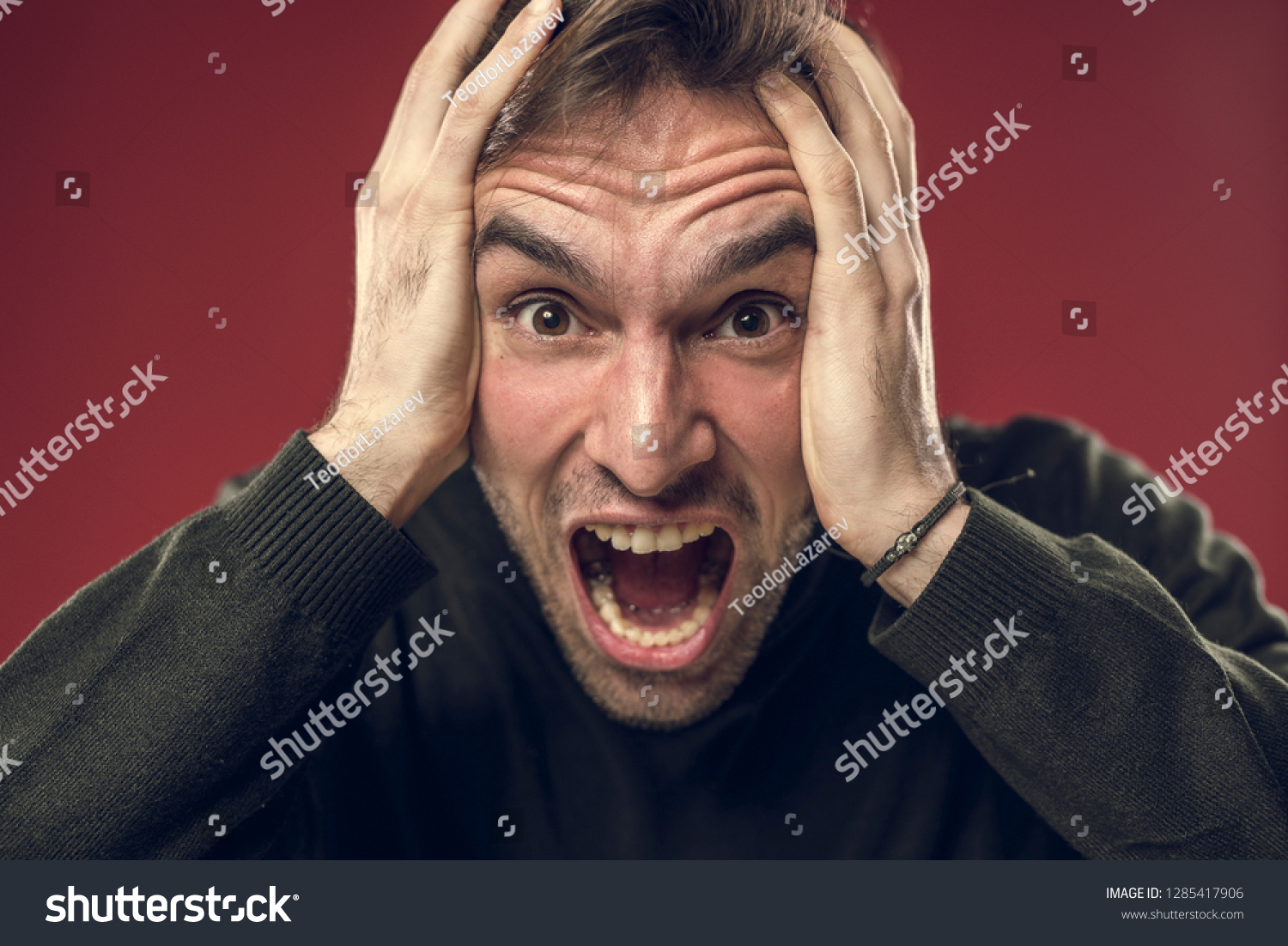 Frustrated Outraged Young Man Shouting Overwhelmed Stock Photo (Edit ...