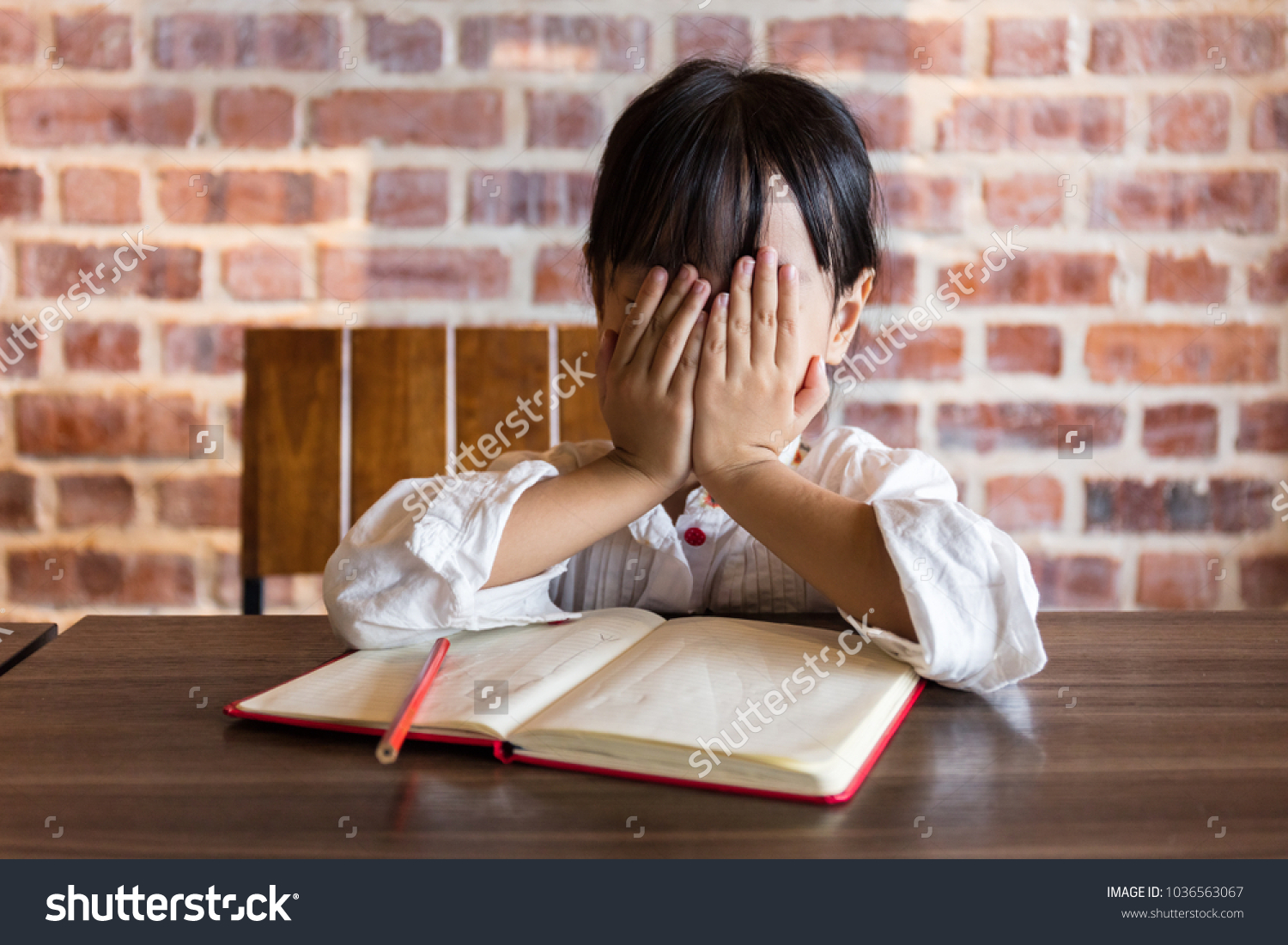 Frustrated Asian Chinese Little Girl Doing Stock Photo Edit Now 1036563067