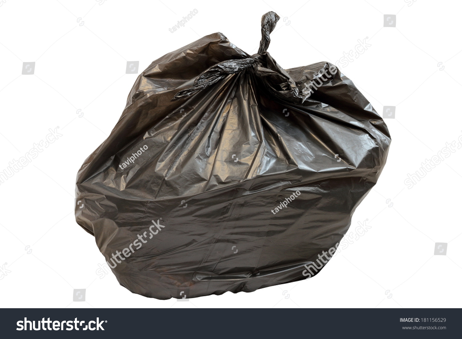 Full Black Garbage Plastic Bag Isolated Over White Background Stock ...