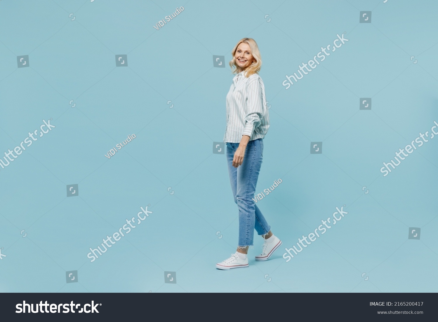 Full Body Elderly Woman 50s Wearing Stock Photo 2165200417 | Shutterstock