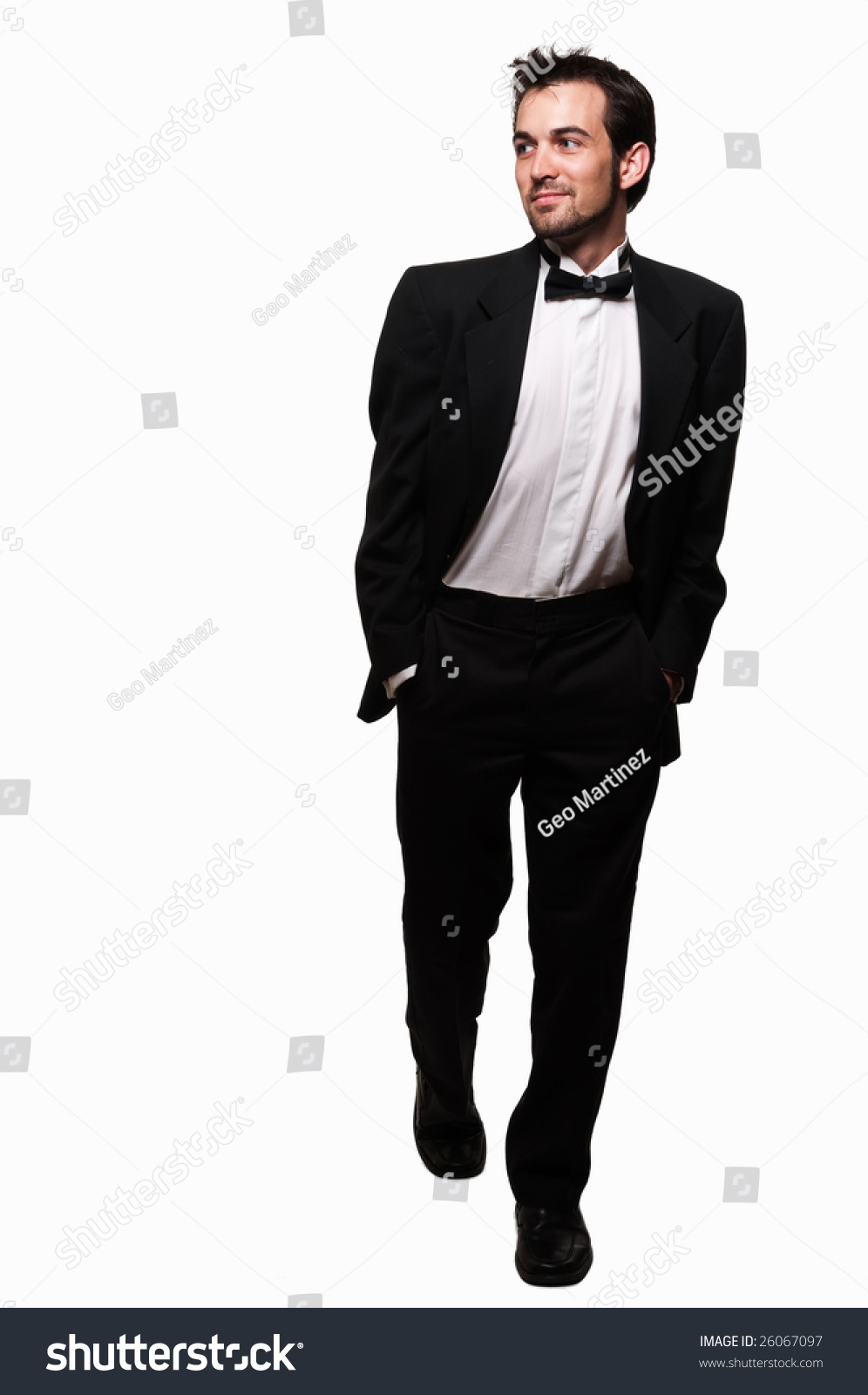Full Body Of An Attractive Young Brunette Man With A Beard Wearing A ...