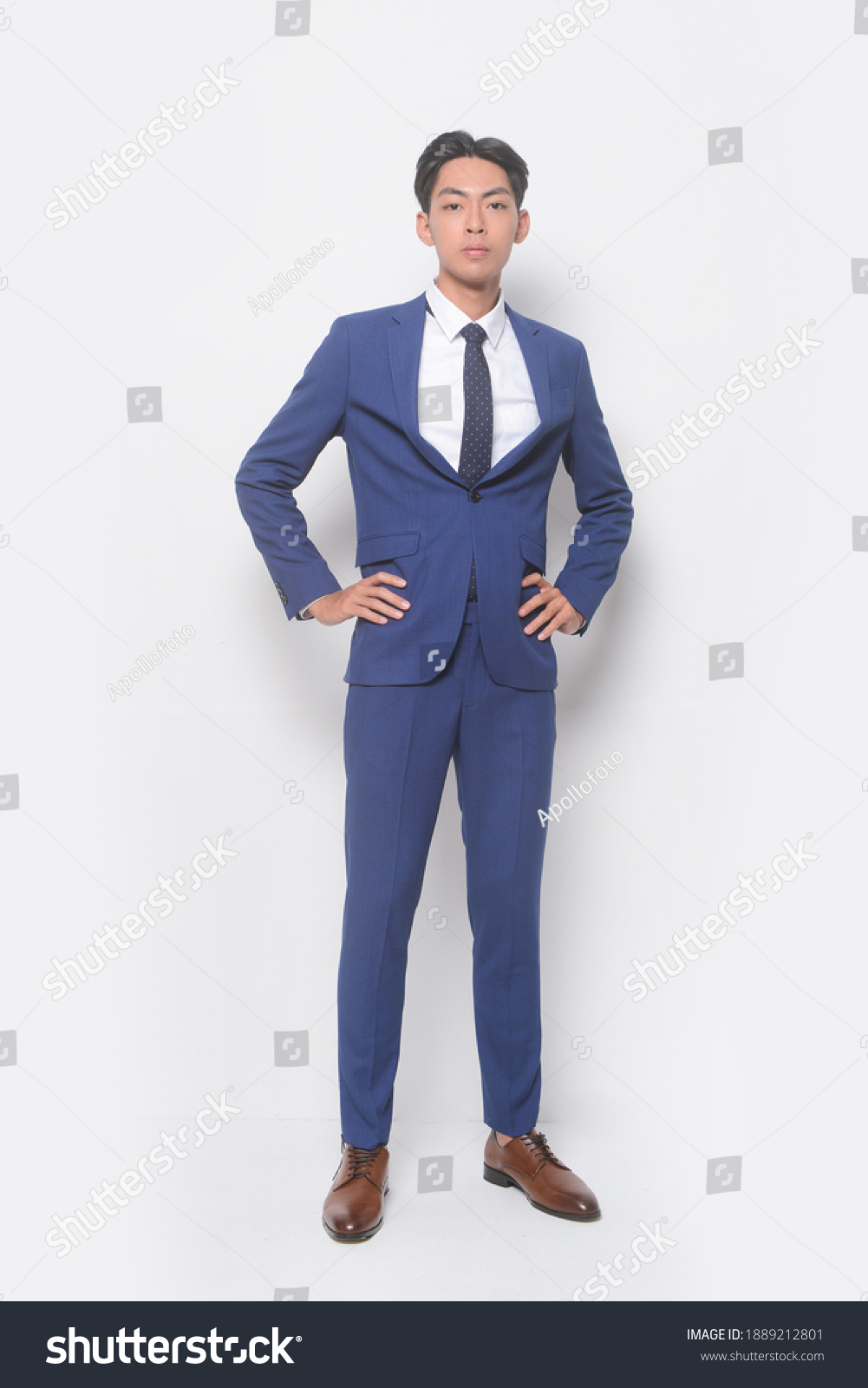 Full Body Young Businessman Wearing Blue Stock Photo 1889212801 ...