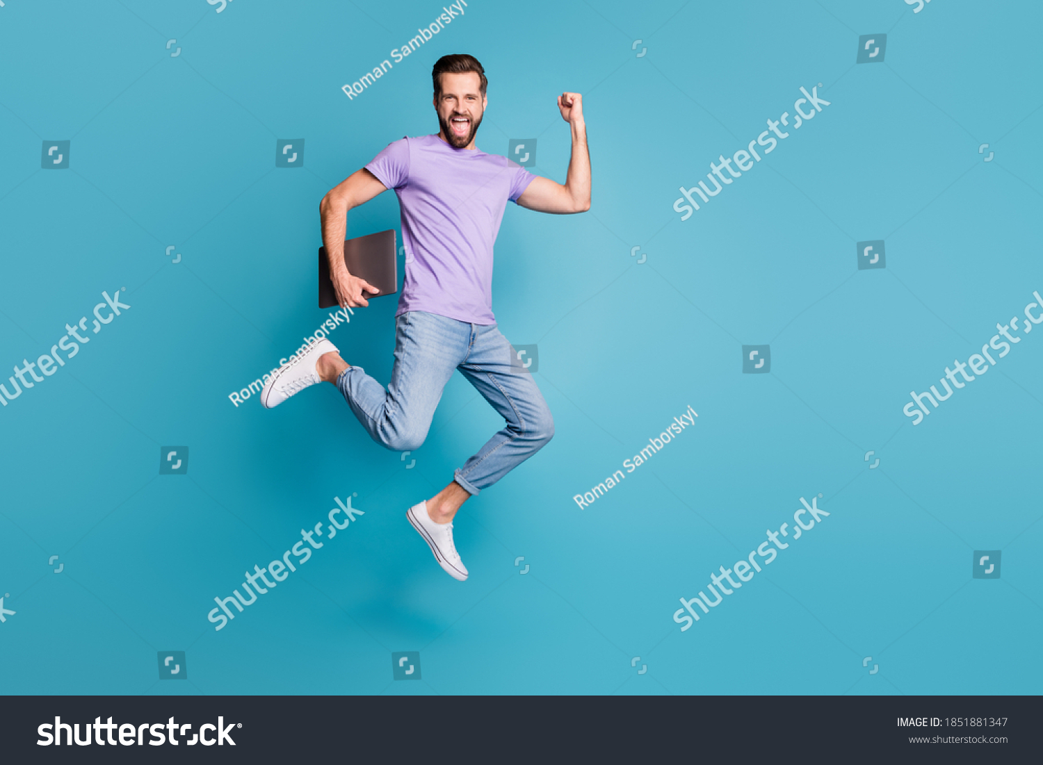 Full Length Body Size Photo Jumping Stock Photo (Edit Now) 1851881347