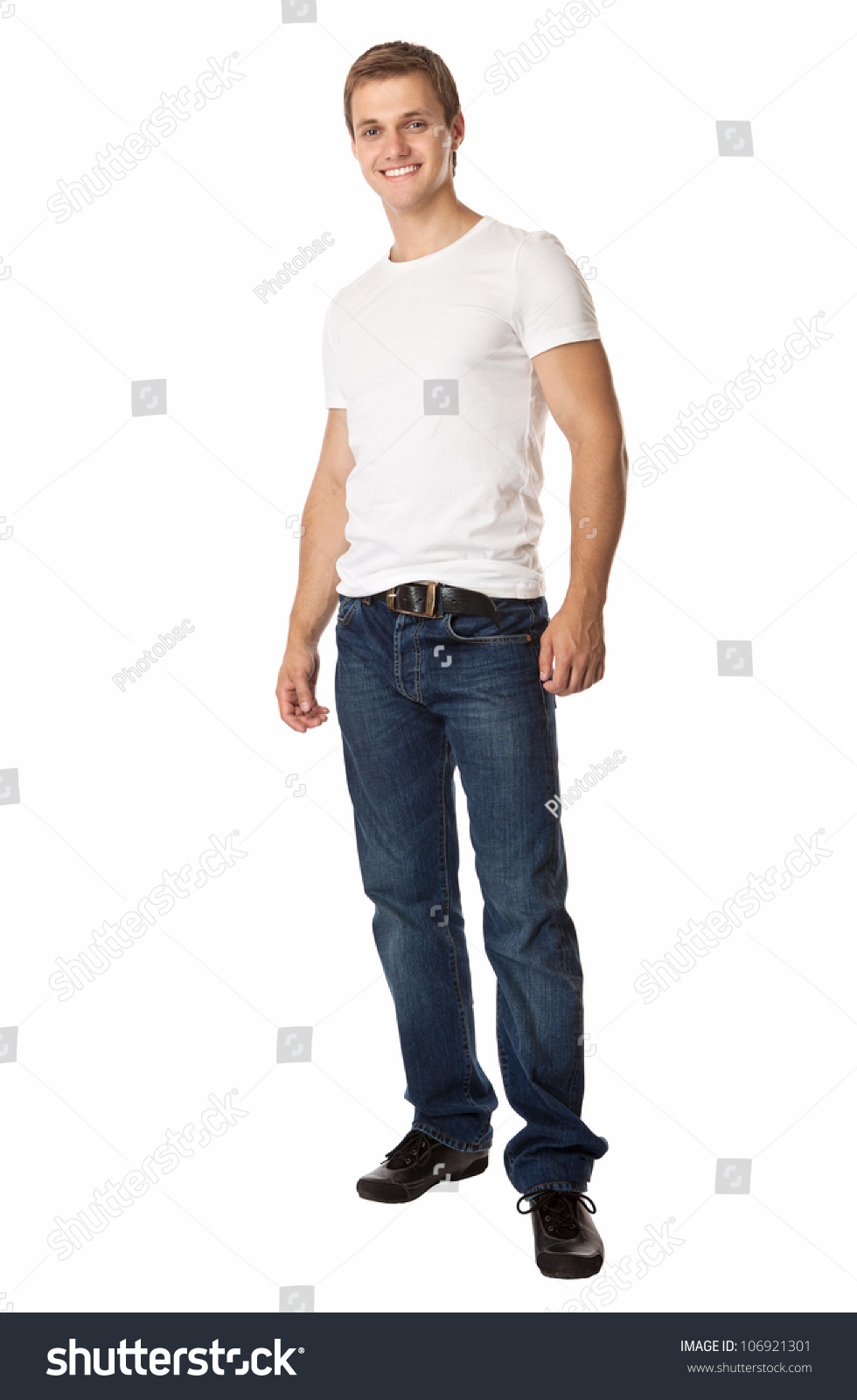 Full Length Cute Young Man Jeans Stock Photo 106921301 - Shutterstock