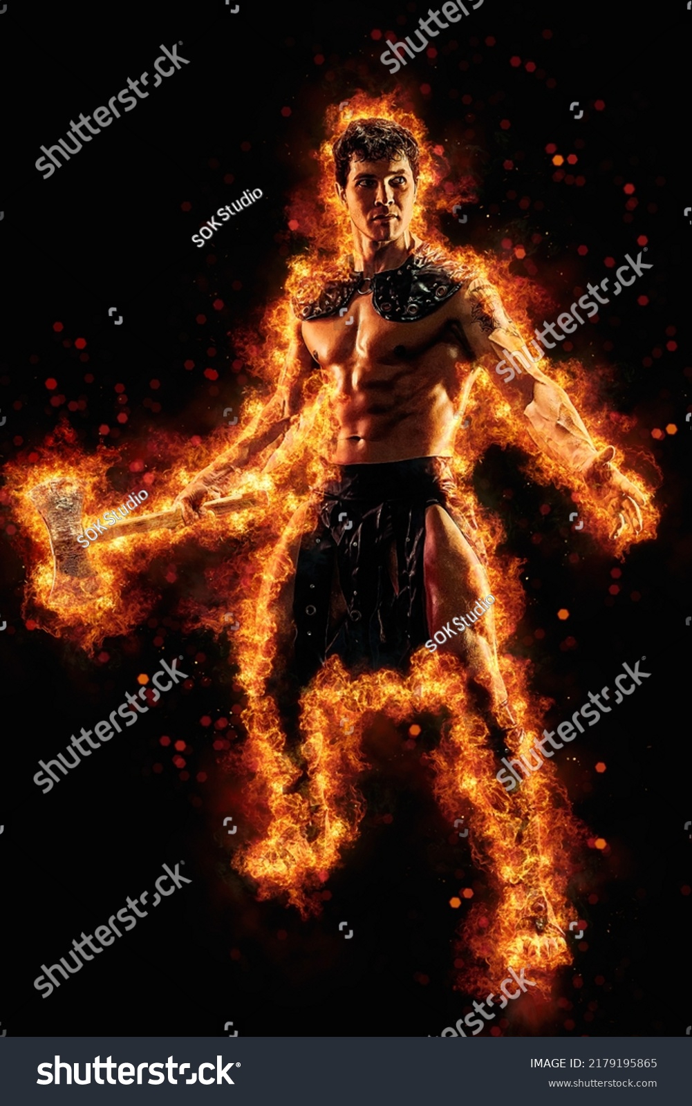 Full Length Burning Viking Naked Torso Stock Photo Shutterstock
