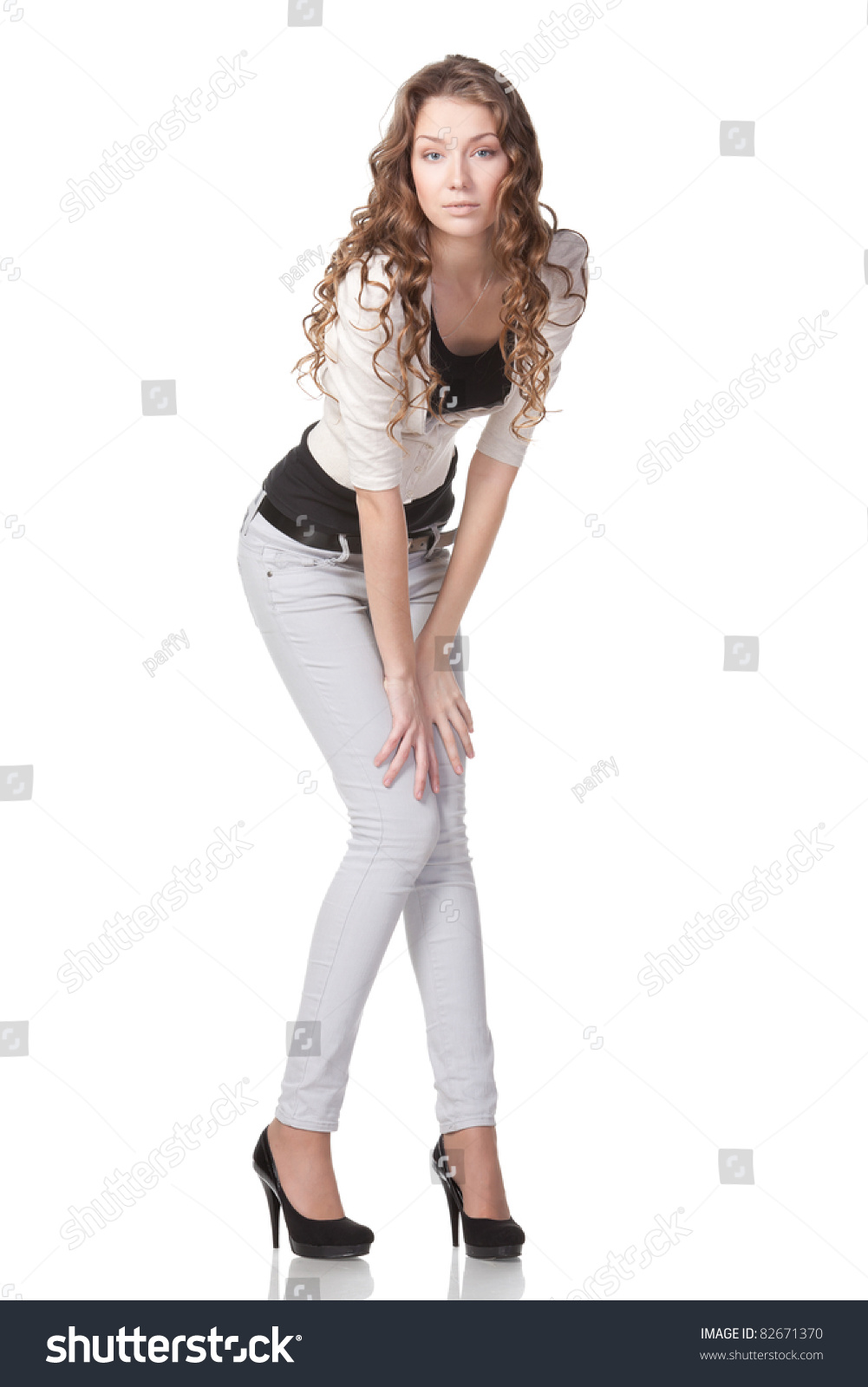 Full Length Of Coquettish Fashion Model Isolated On White Background ...