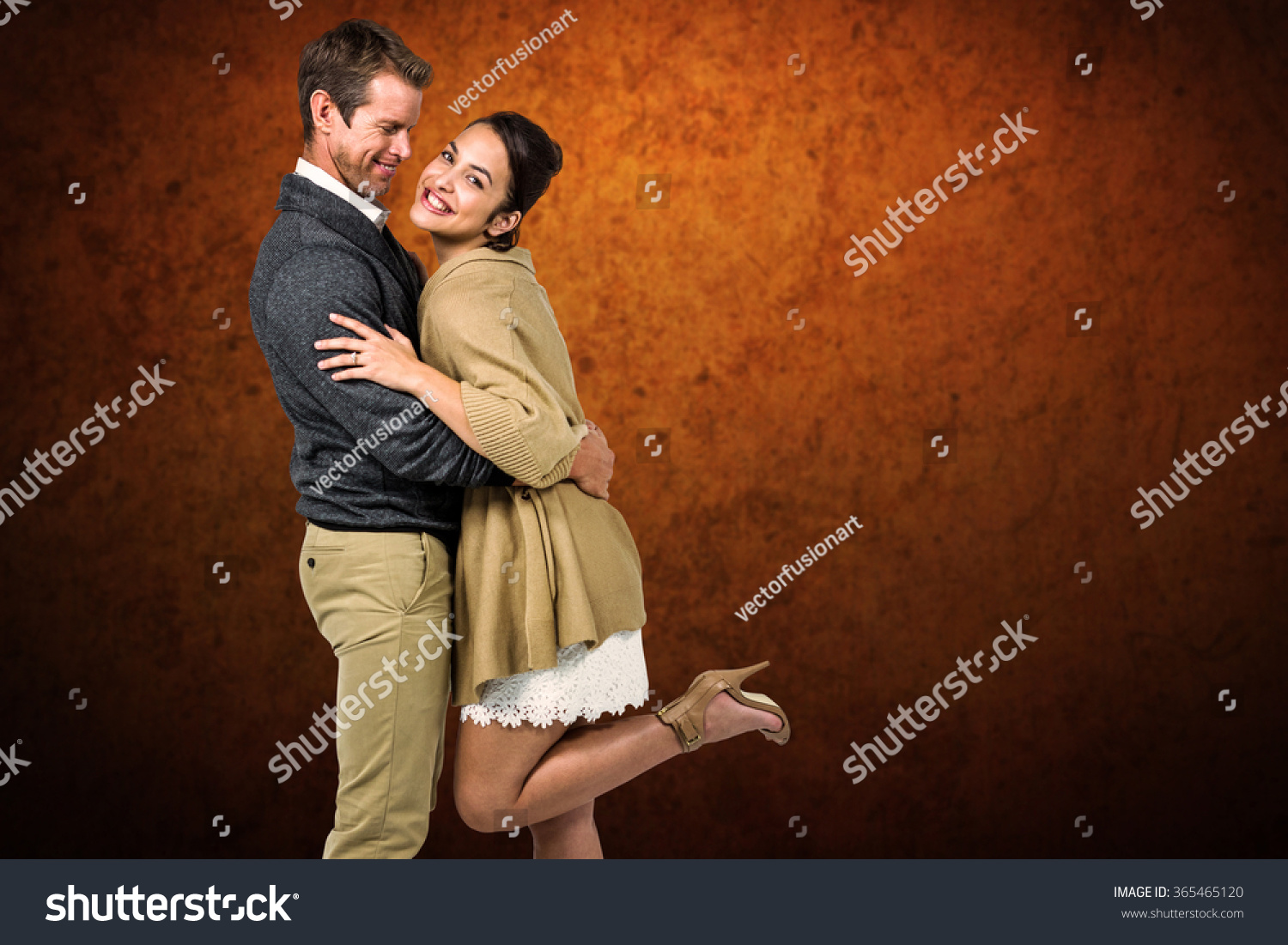 Full Length Romantic Couple Hugging Against Stock Photo Edit Now 365465120
