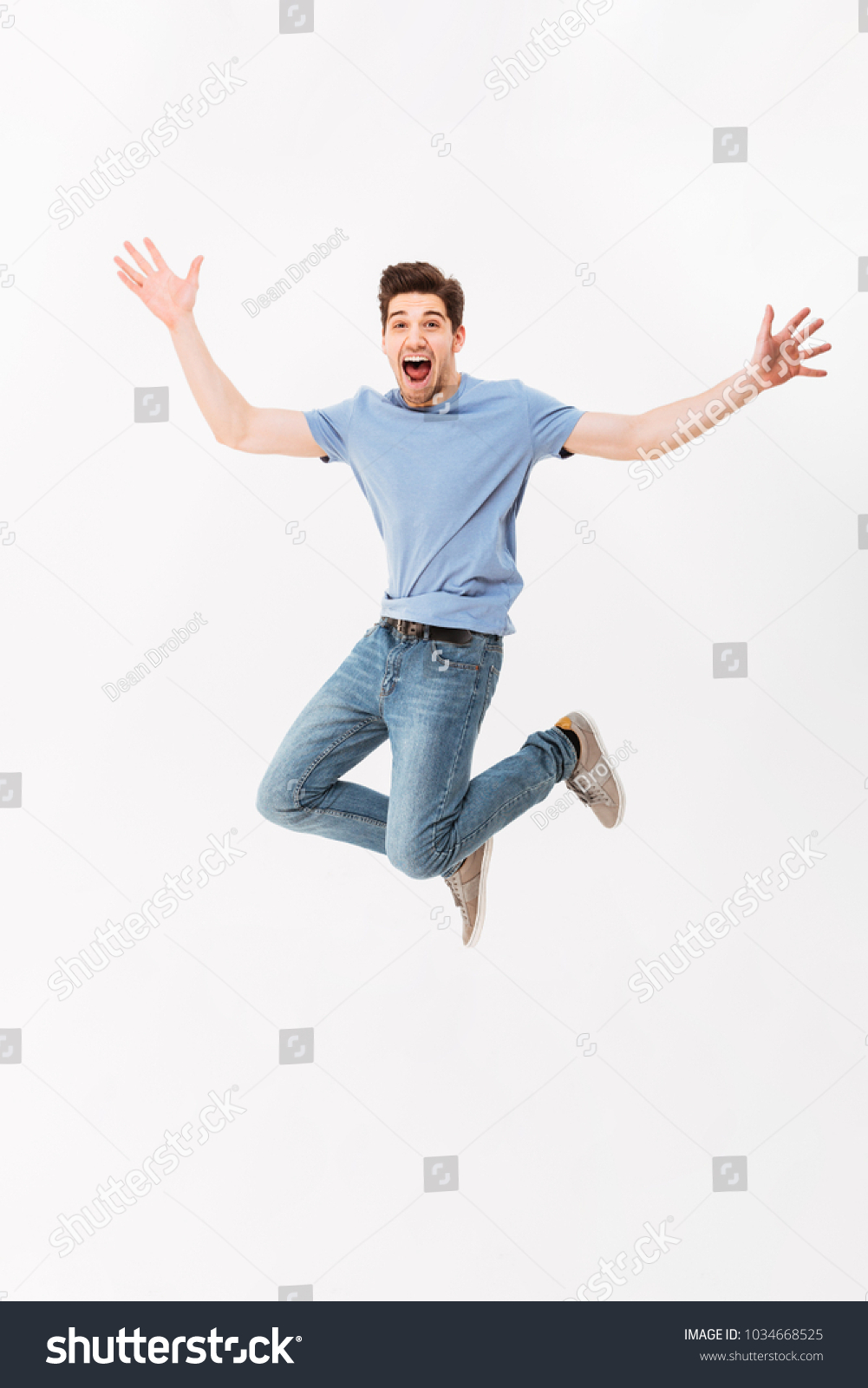 Fulllength Photo Funny Man 30s Casual Stock Photo (Edit Now) 1034668525