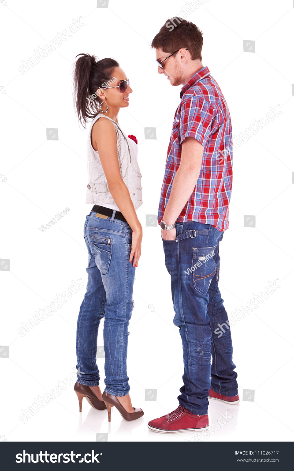 Full Length Picture Cute Couple Standing Stock Photo 111026717 ...