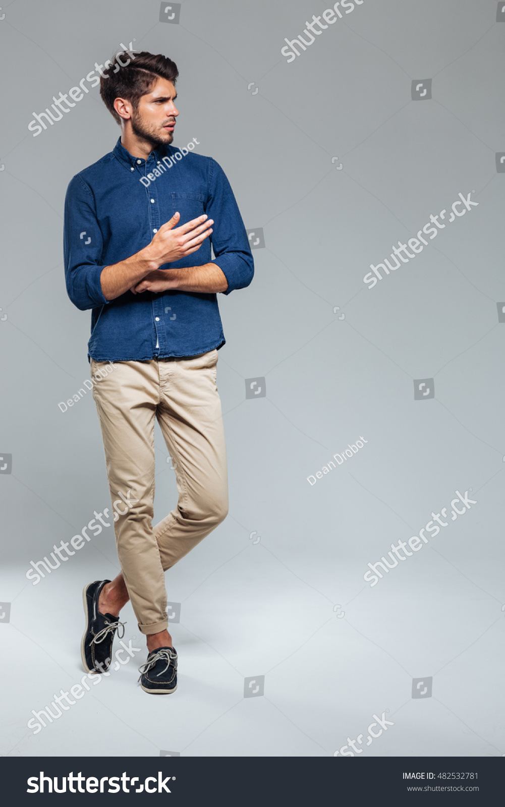 Full Length Portrait Casual Man Standing Stock Photo 482532781 ...