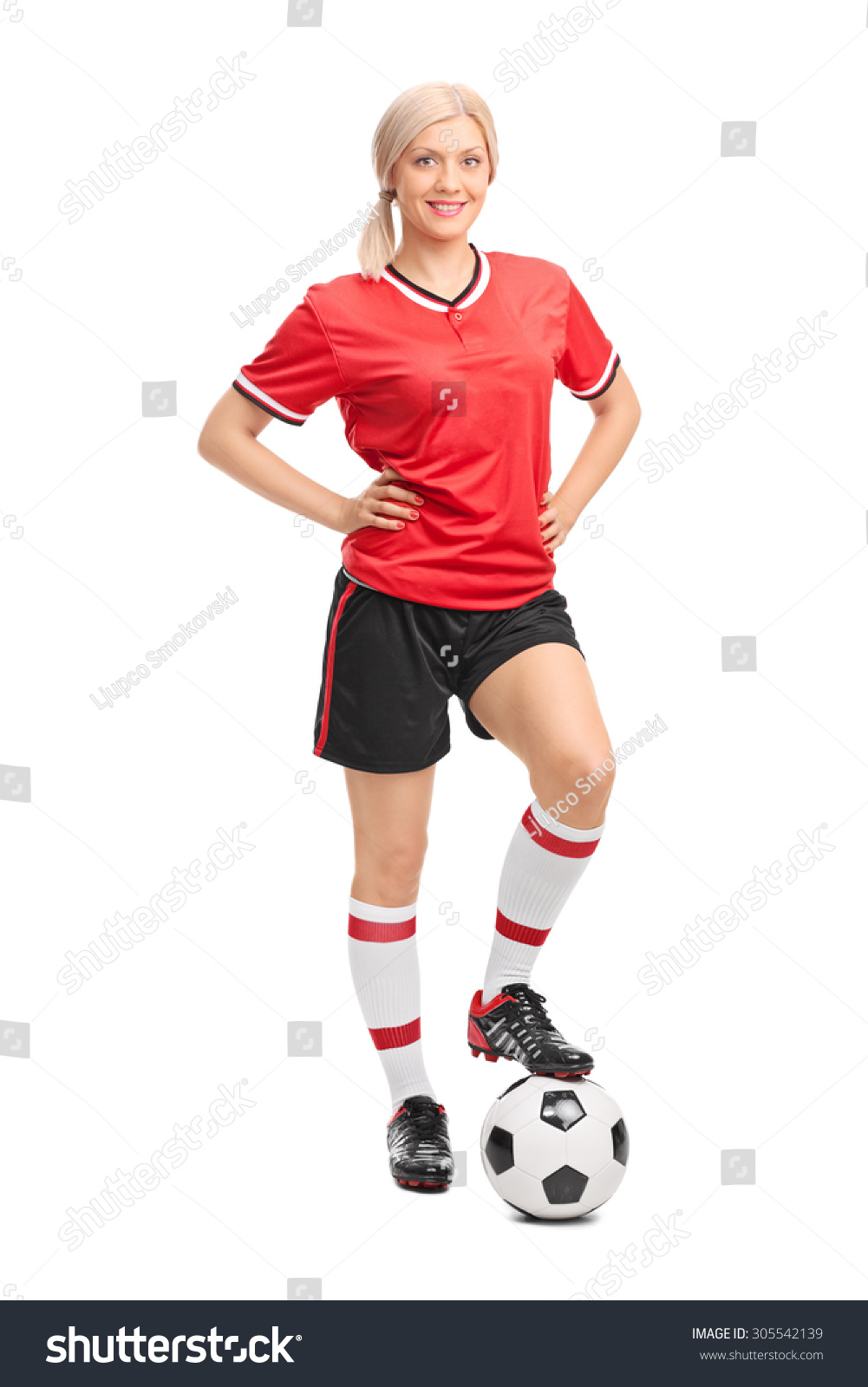 Full Length Portrait Female Soccer Player Stock Photo (Edit Now) 305542139