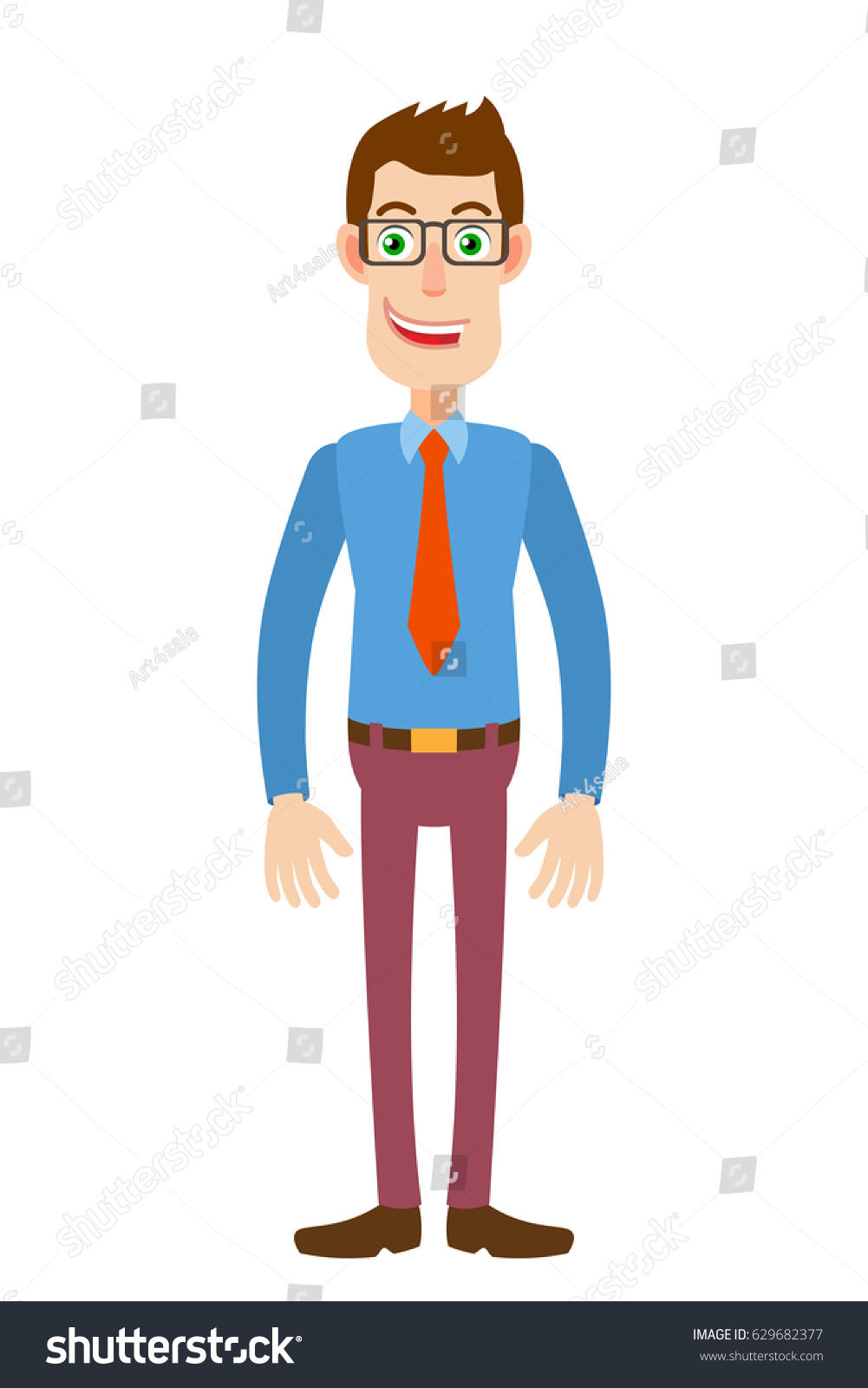 Full Length Portrait Cartoon Businessman Character Stock Illustration ...