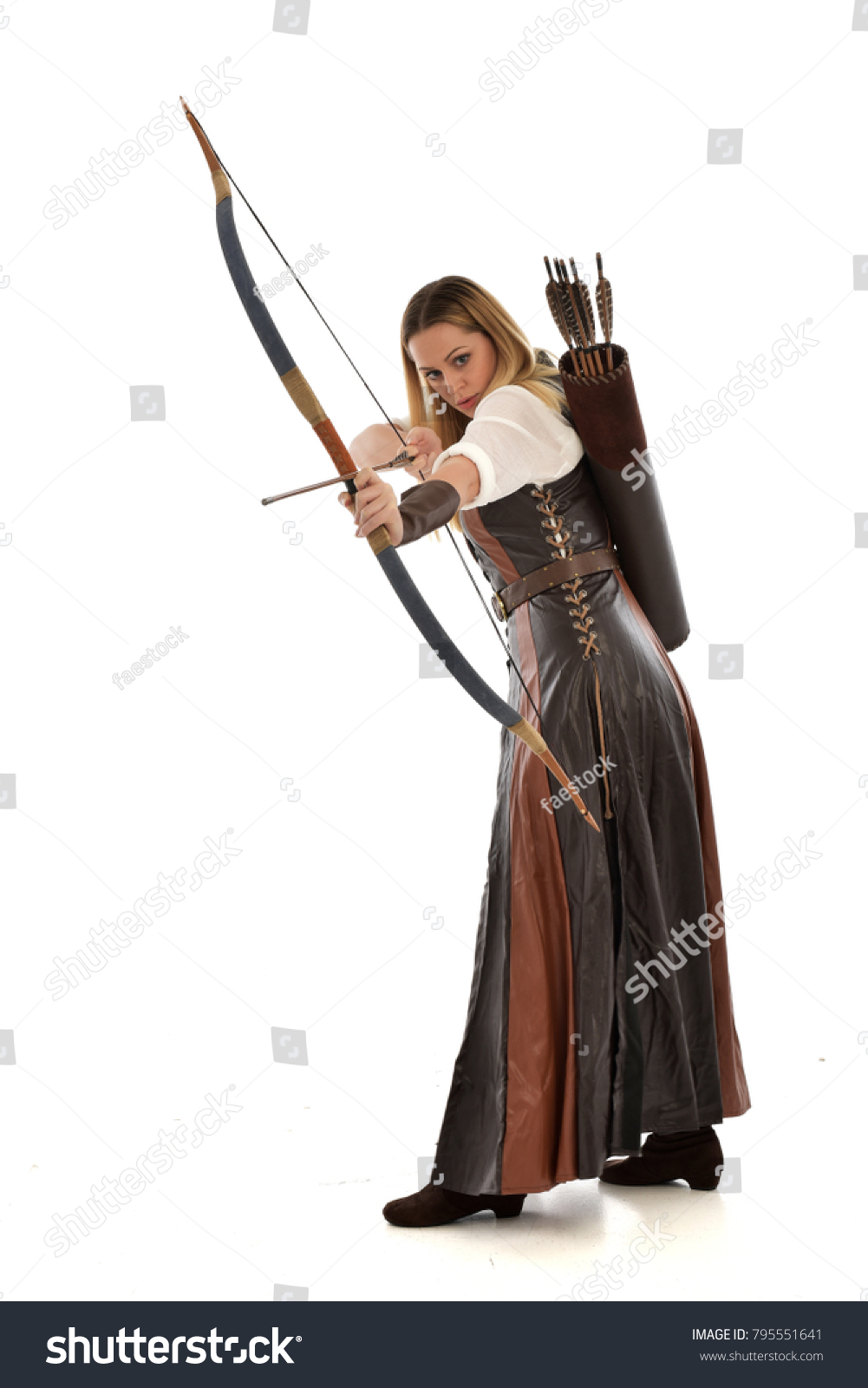 Full Length Portrait Girl Wearing Brown Stock Photo 795551641 ...