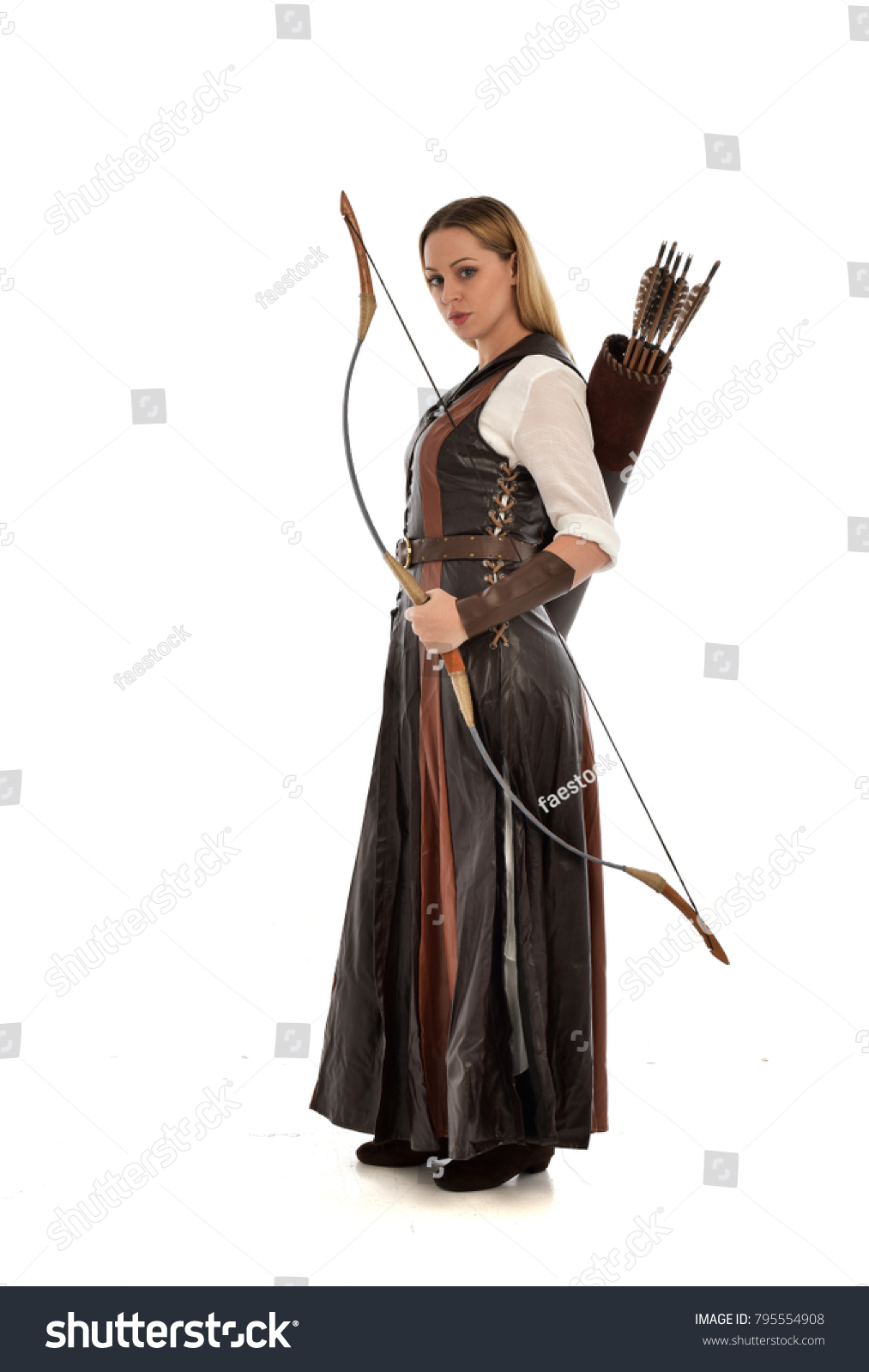 Full Length Portrait Girl Wearing Brown Stock Photo 795554908 ...