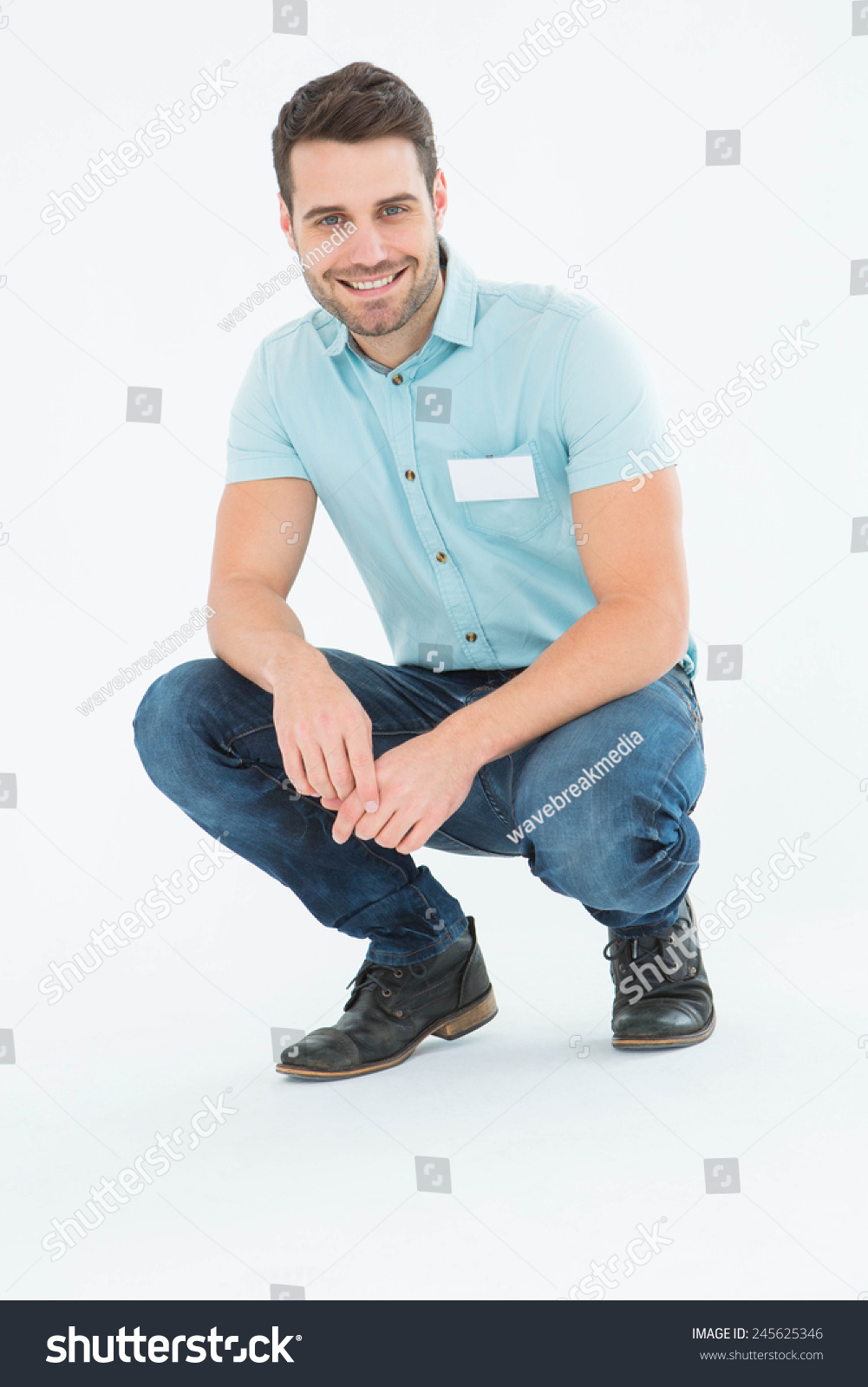 Full Length Portrait Handsome Delivery Man Stock Photo (Edit Now) 245625346