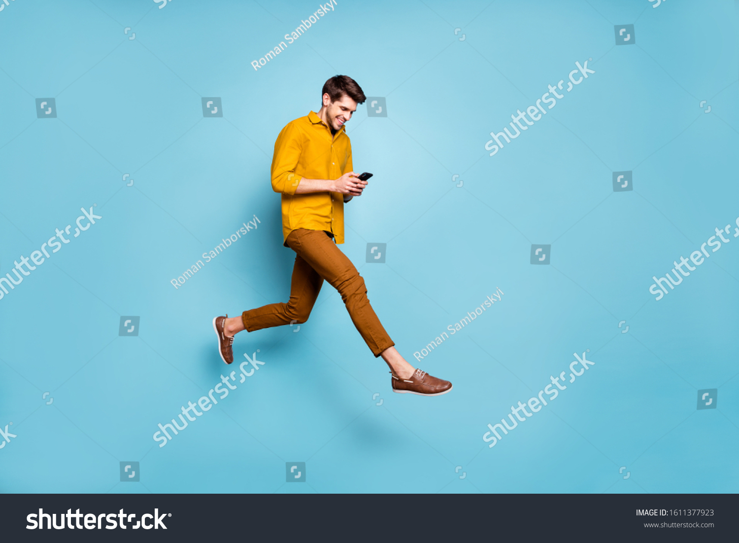 Full Length Profile Photo Funny Guy Stock Photo 1611377923 | Shutterstock