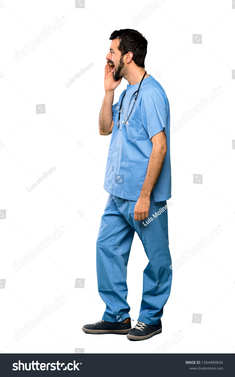 Fulllength Shot Surgeon Doctor Man Shouting Stock Photo 1564489834 ...