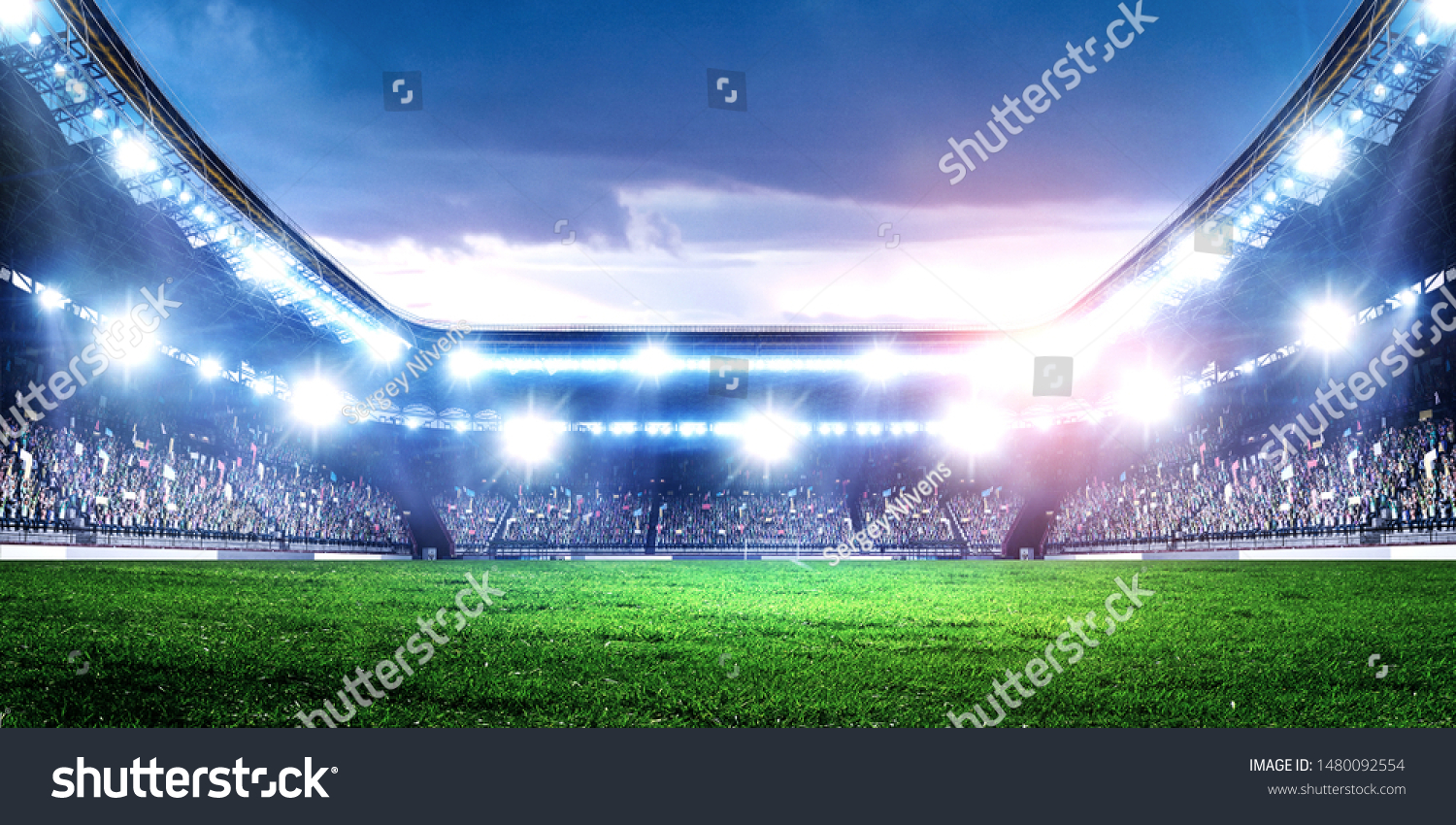 Full Night Football Arena Lights Stock Photo 1480092554 Shutterstock