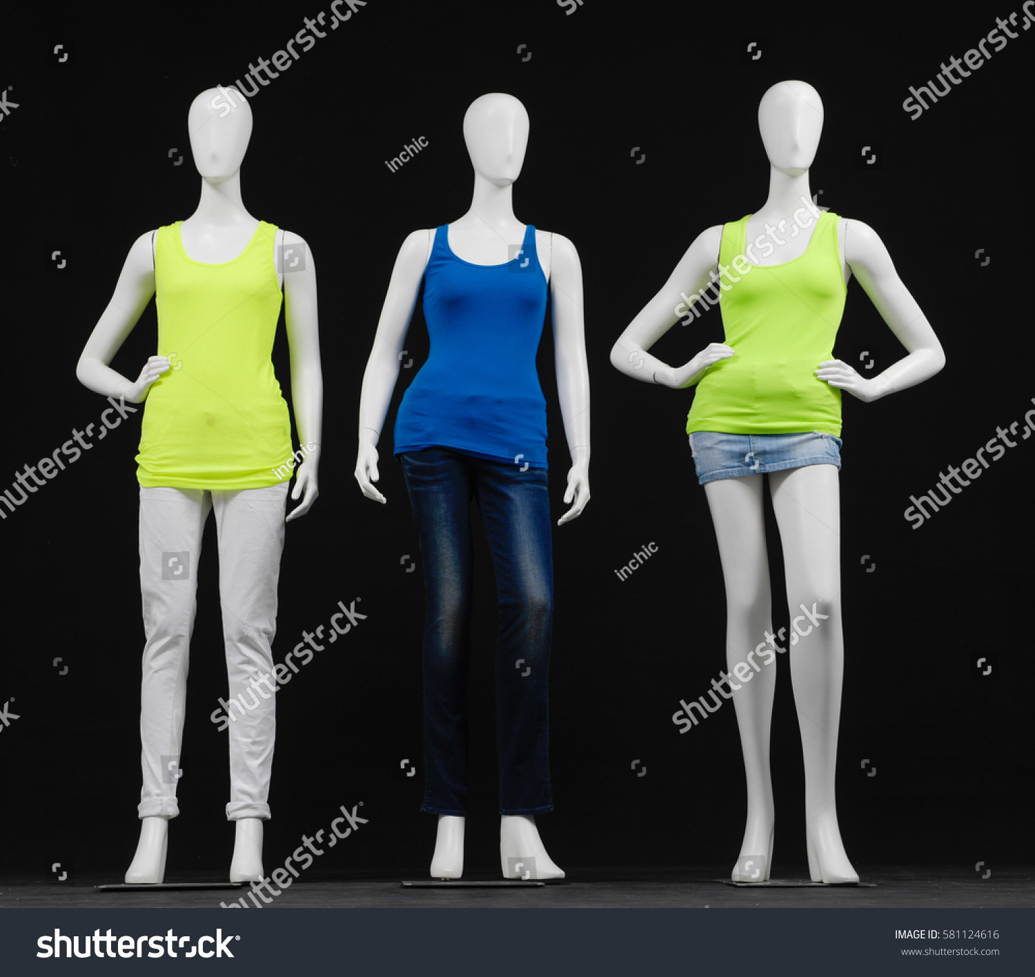 Full Three Mannequin Female Pants Jeans Stock Photo 581124616 ...