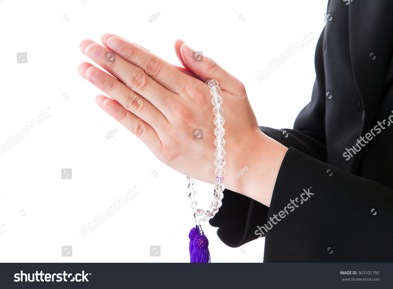 Funeral Mourning Woman Hands Prayer Rosary Stock Photo Edit Now 363101792