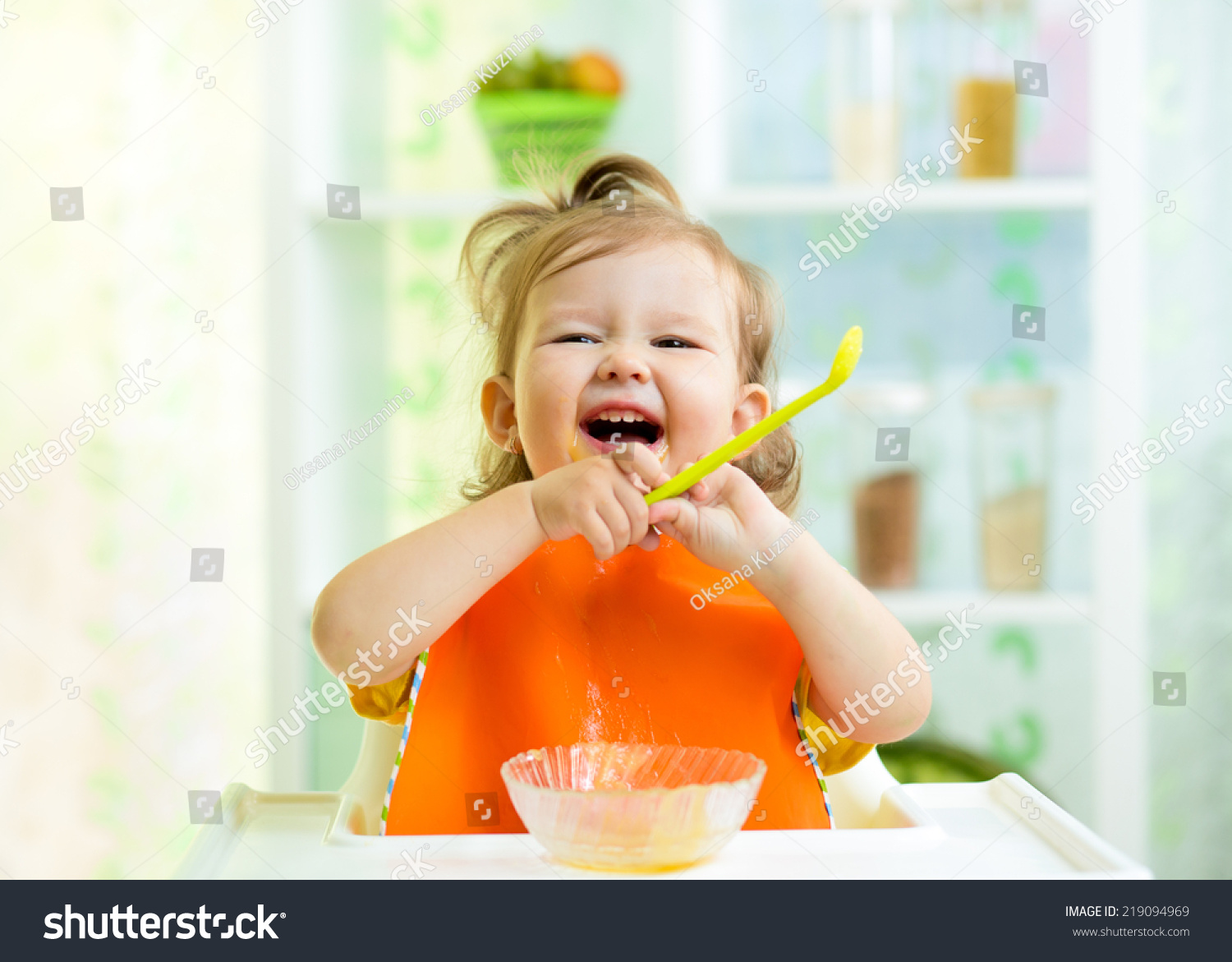 funny baby eating