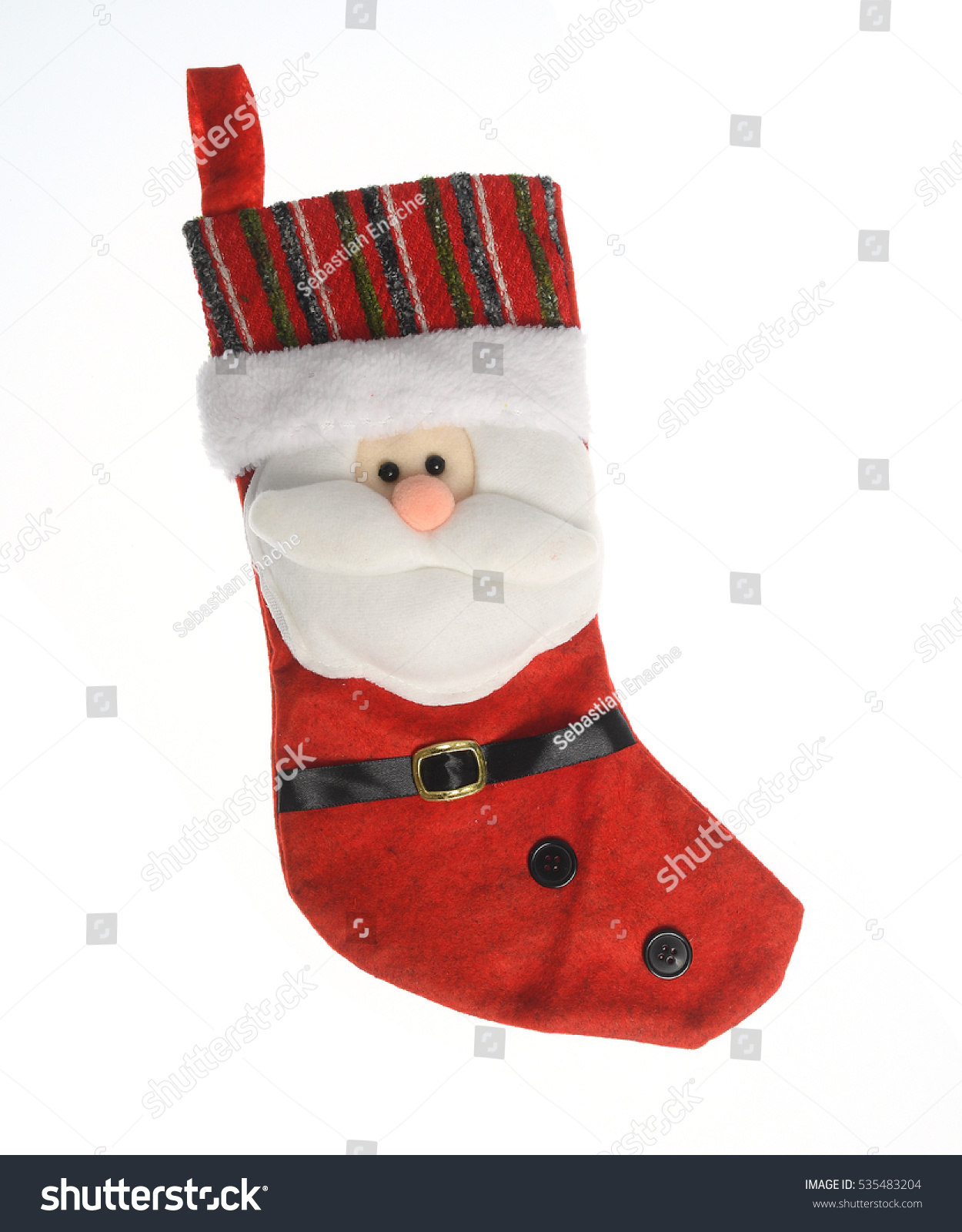 Funny Christmas Stocking Santa Claus Isolated Stock Photo (Edit Now ...