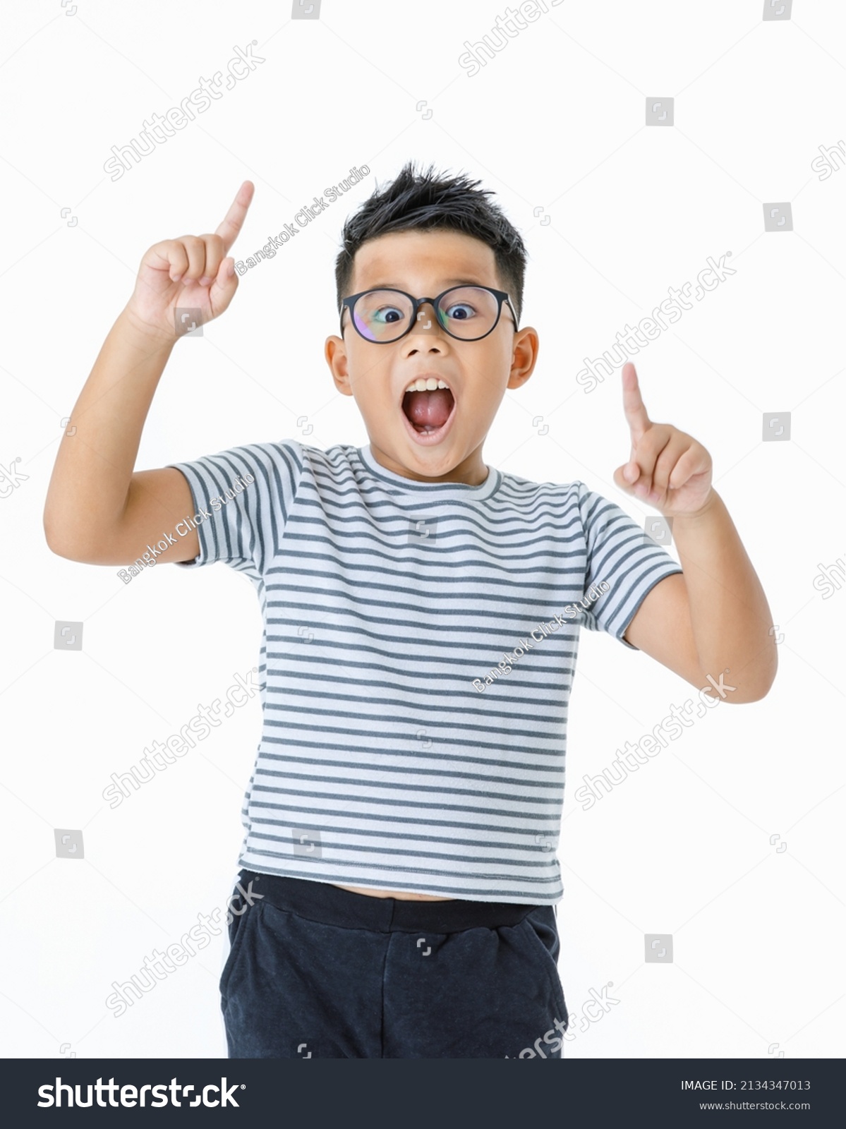 Funny Cutout Portrait Young Healthy Asian Stock Photo 2134347013 