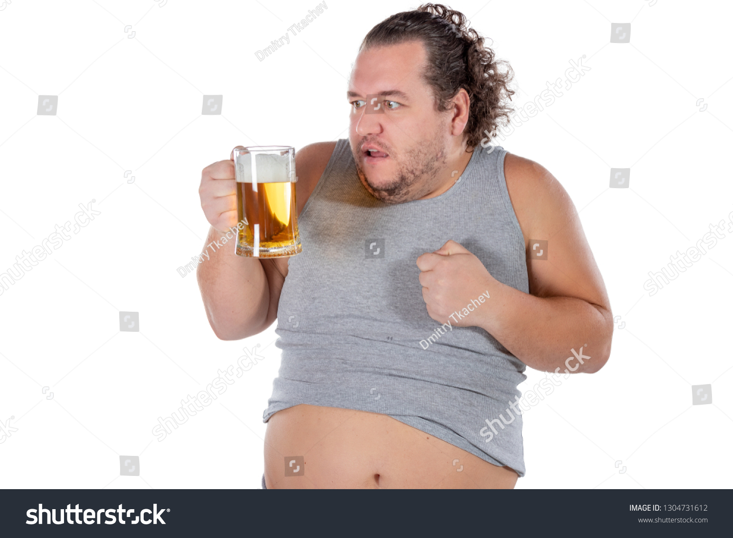 Funny Fat Man Feeling Happy Relaxed Stock Photo (Edit Now) 1304731612