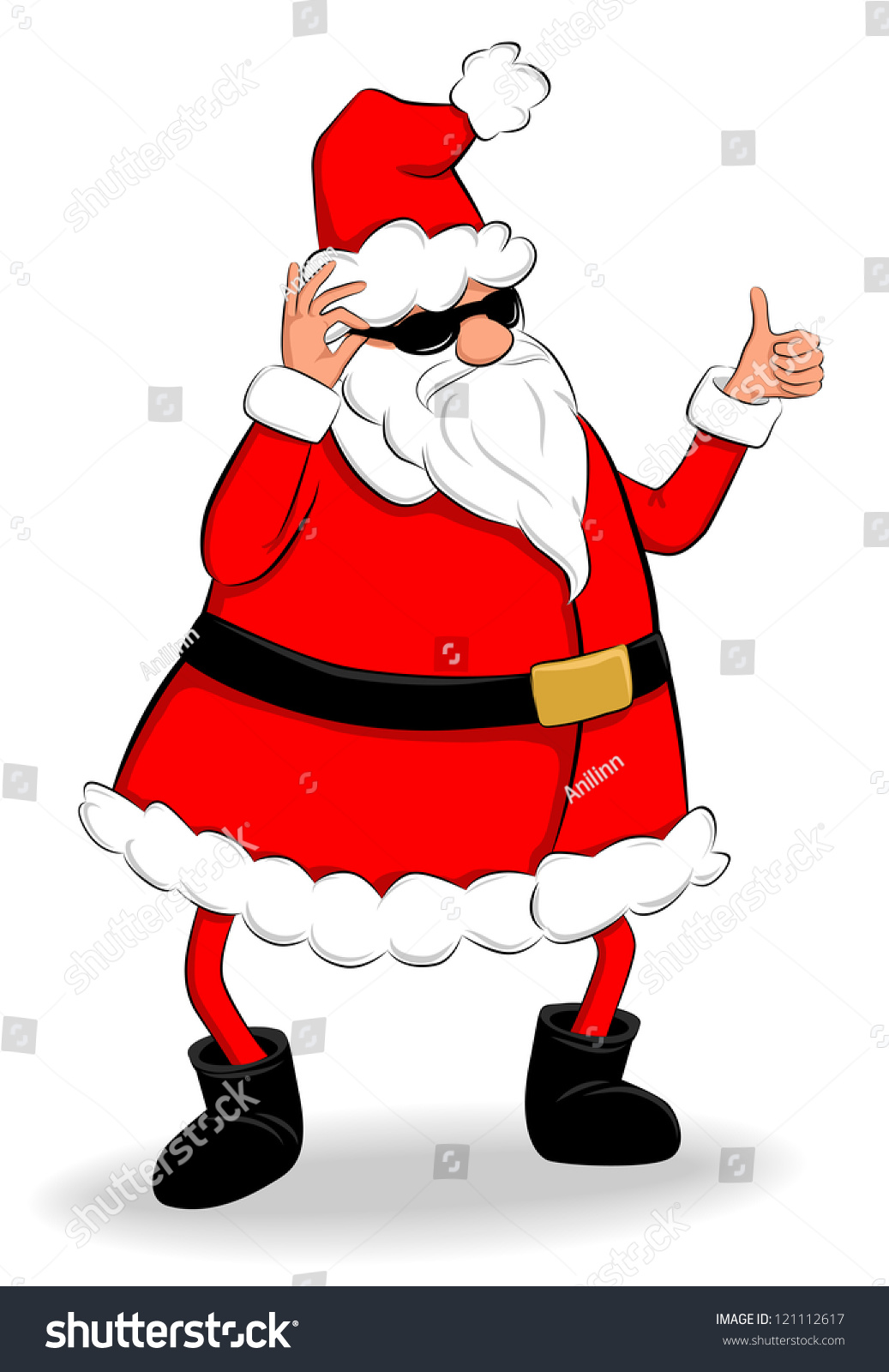 Funny Fat Santa Claus Showing Thumb Up. Raster Copy Of Vector Image ...