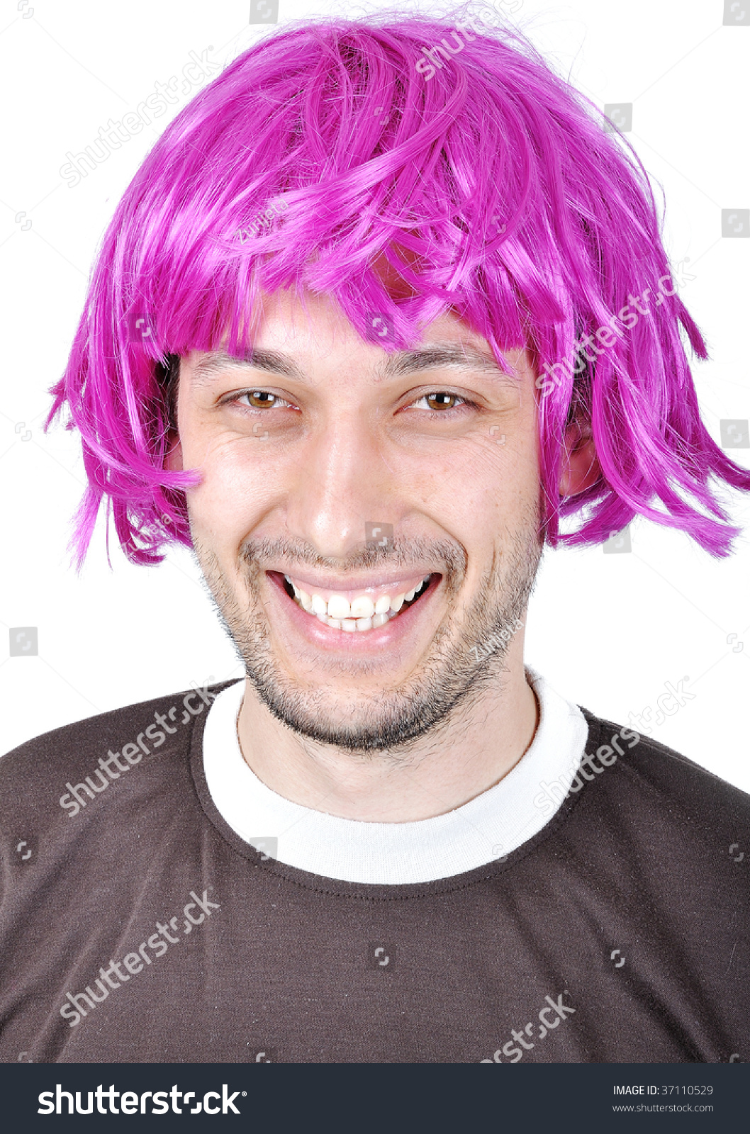 Funny Man Pink Hair Stock Photo Edit Now 37110529