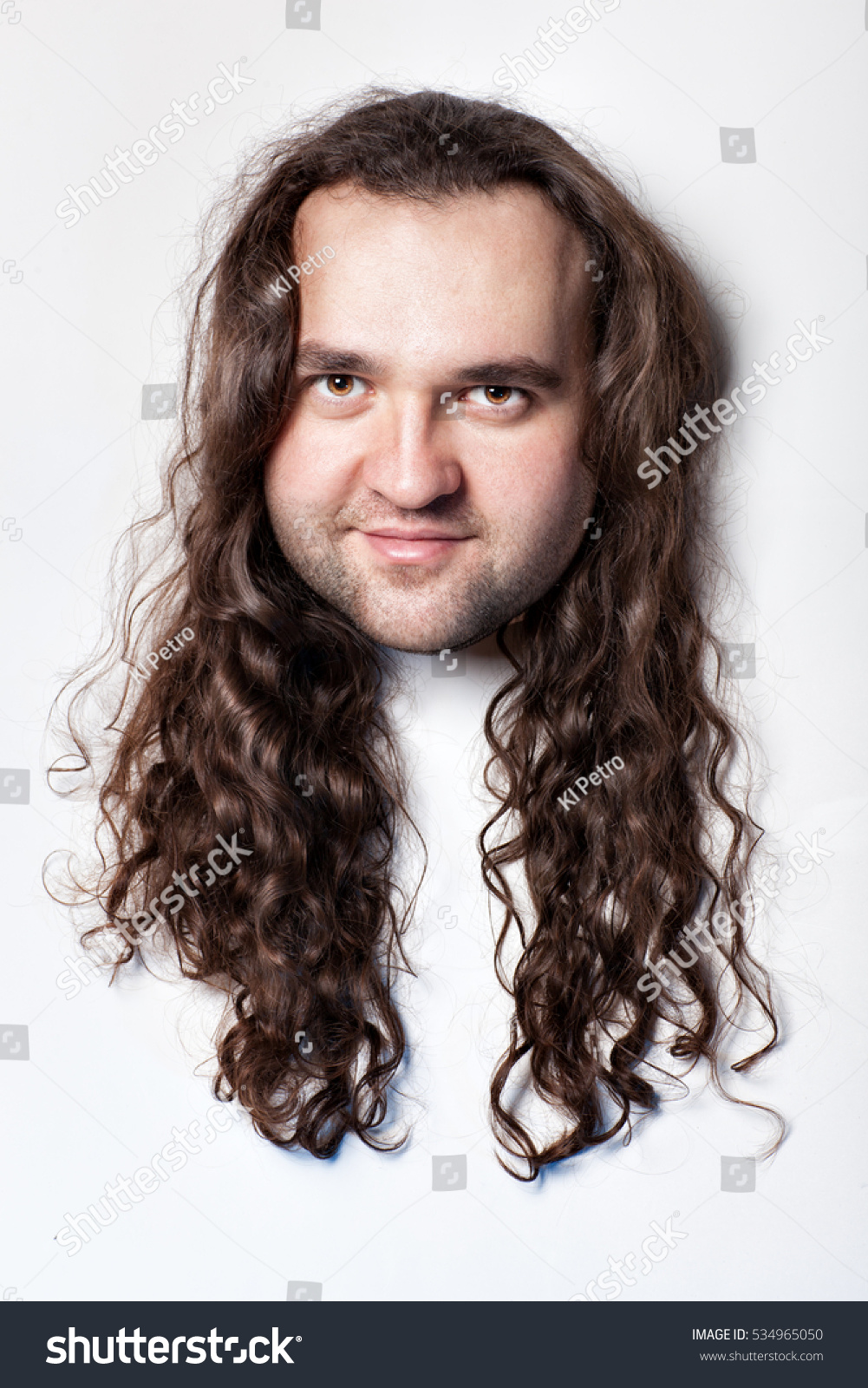 Funny Mens Head Hair Long Curly Stock Photo Edit Now 534965050