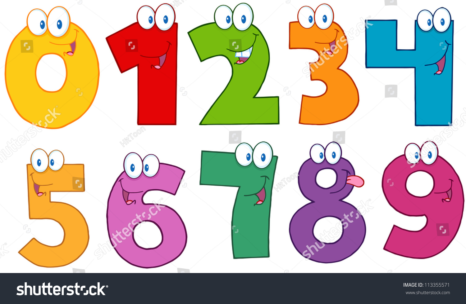 Funny Numbers Cartoon Mascot Charactersraster Collection Stock ...