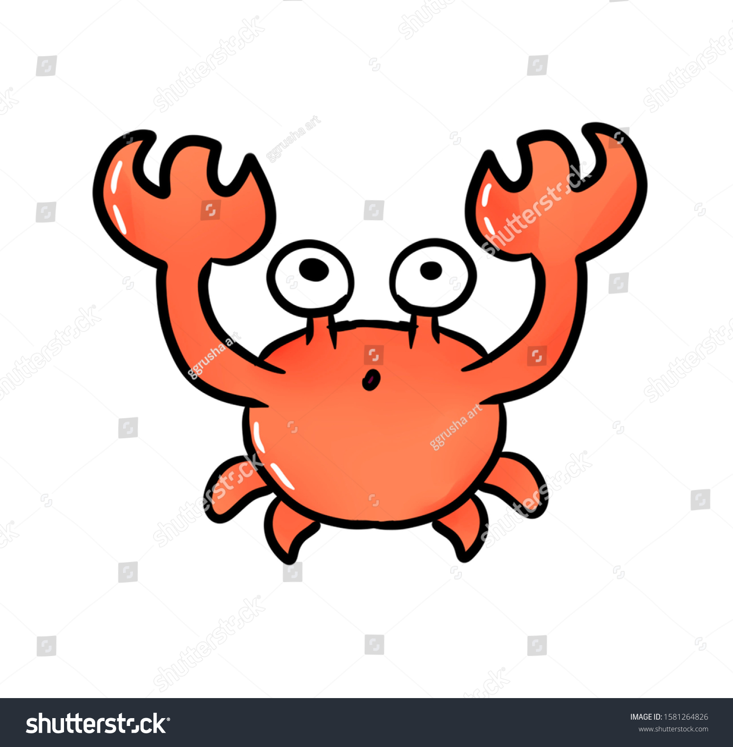 Funny Orange Crab Cartoon Character Print Stock Illustration 1581264826 ...