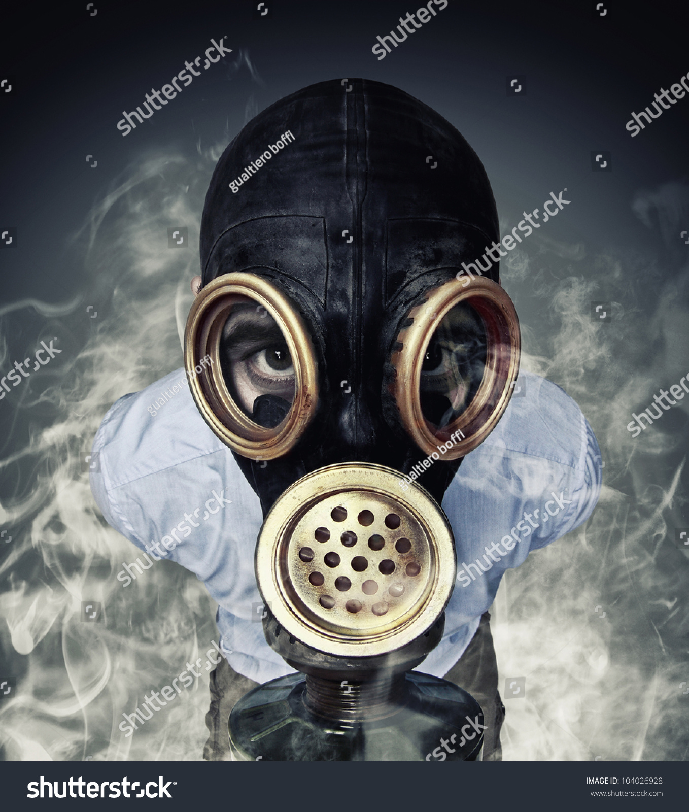 Funny Portrait Man Gas Mask Smoke Stock Photo 104026928 - Shutterstock