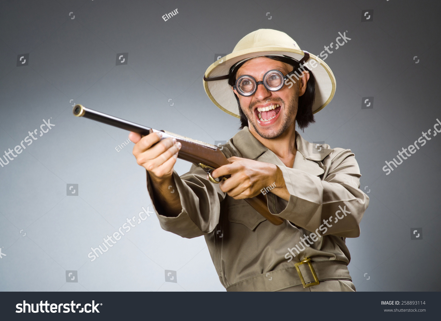 Funny Safari Hunter Rifle Stock Photo (Edit Now) 258893114