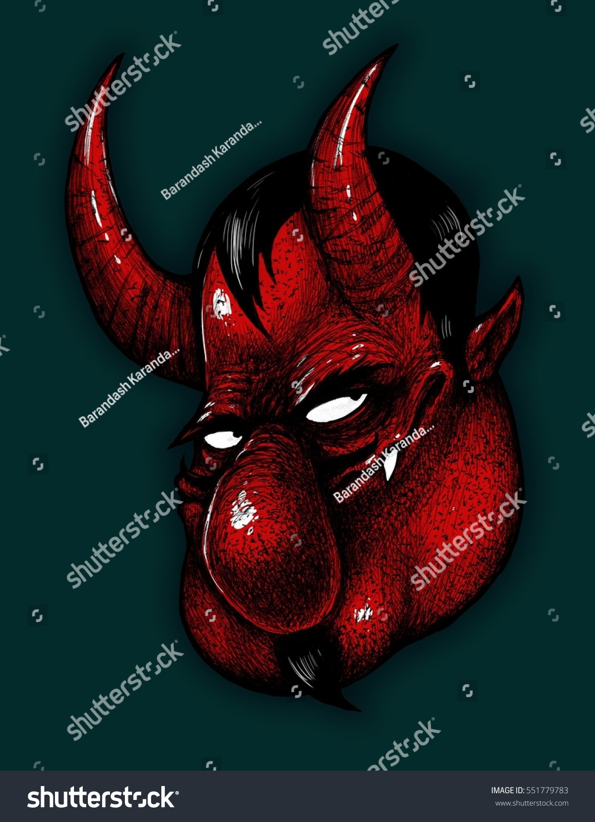 Funny Smiling Devil Head Demon Satan Stock Illustration 551779783 ...