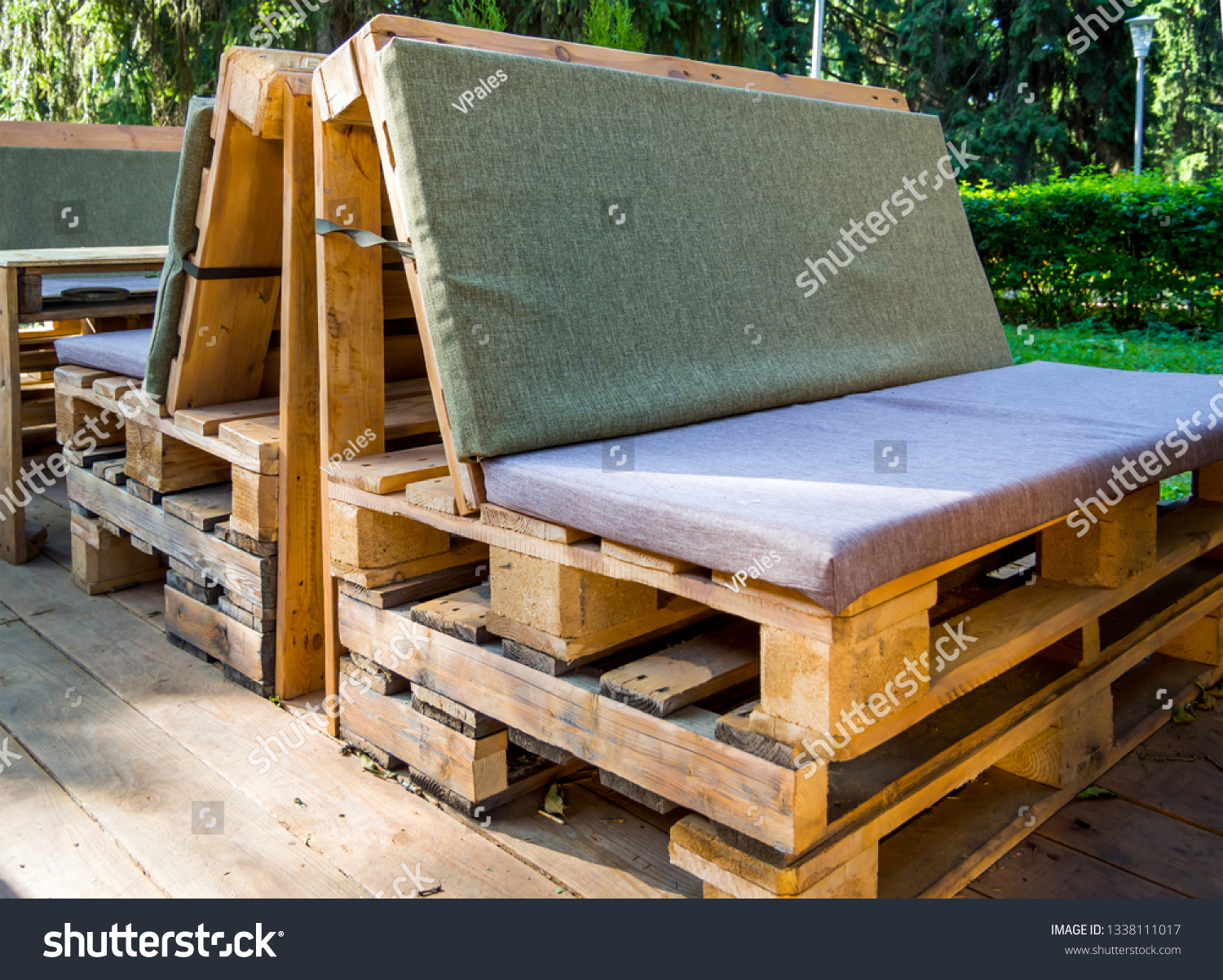 Furniture Made Old Wooden Cargo Pallets Stock Photo Edit Now