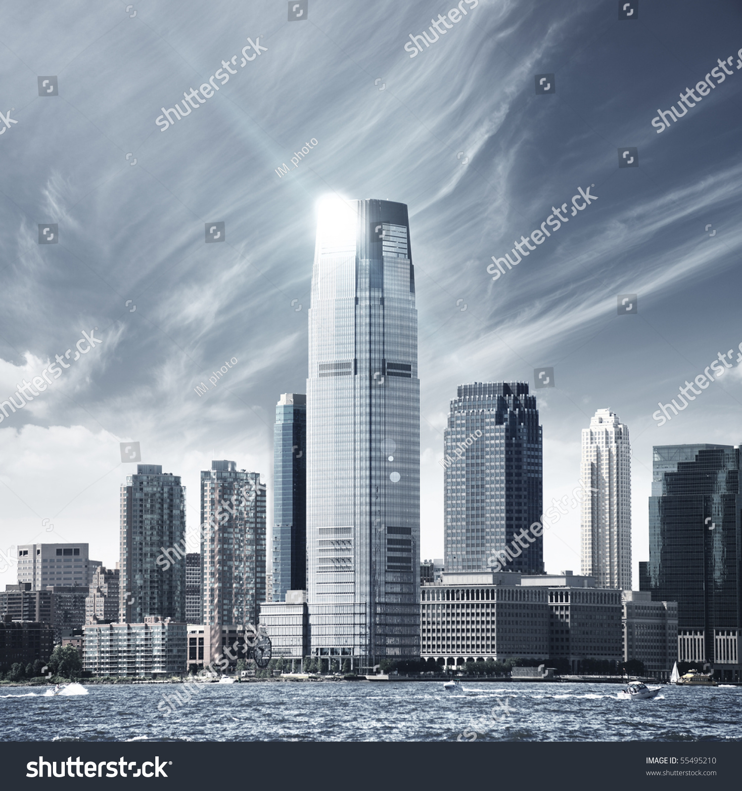 Future City New York Skyline Stock Photo 55495210 Shutterstock