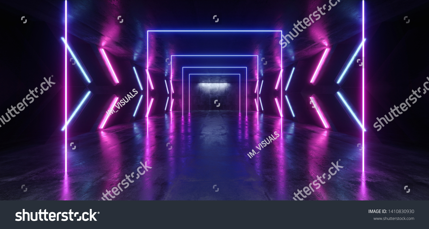 Futuristic Arrow Shaped Neon Lights Glowing Stock Illustration ...