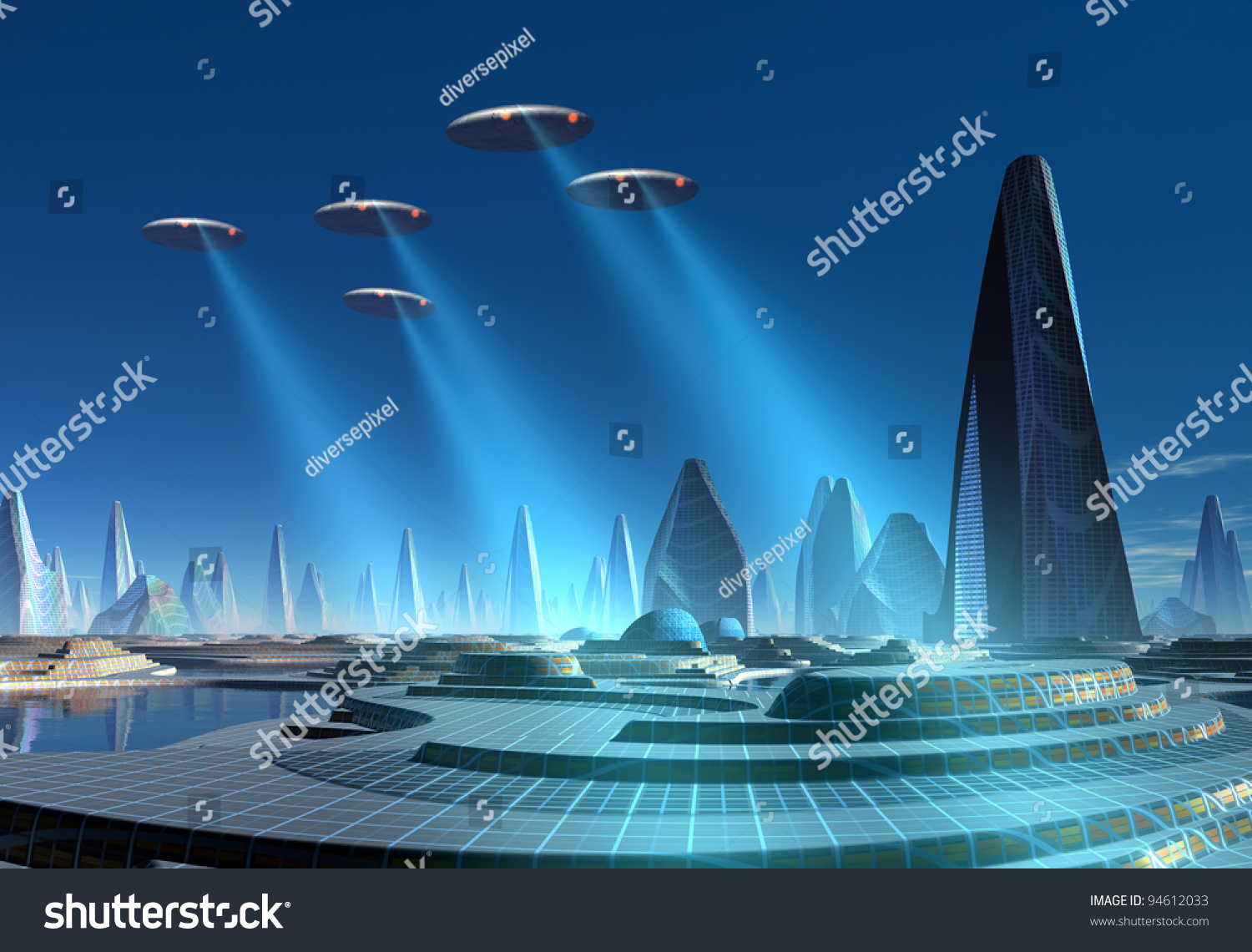 Futuristic Cityscape, Futuristic Skyline From A City On An Alien Planet ...