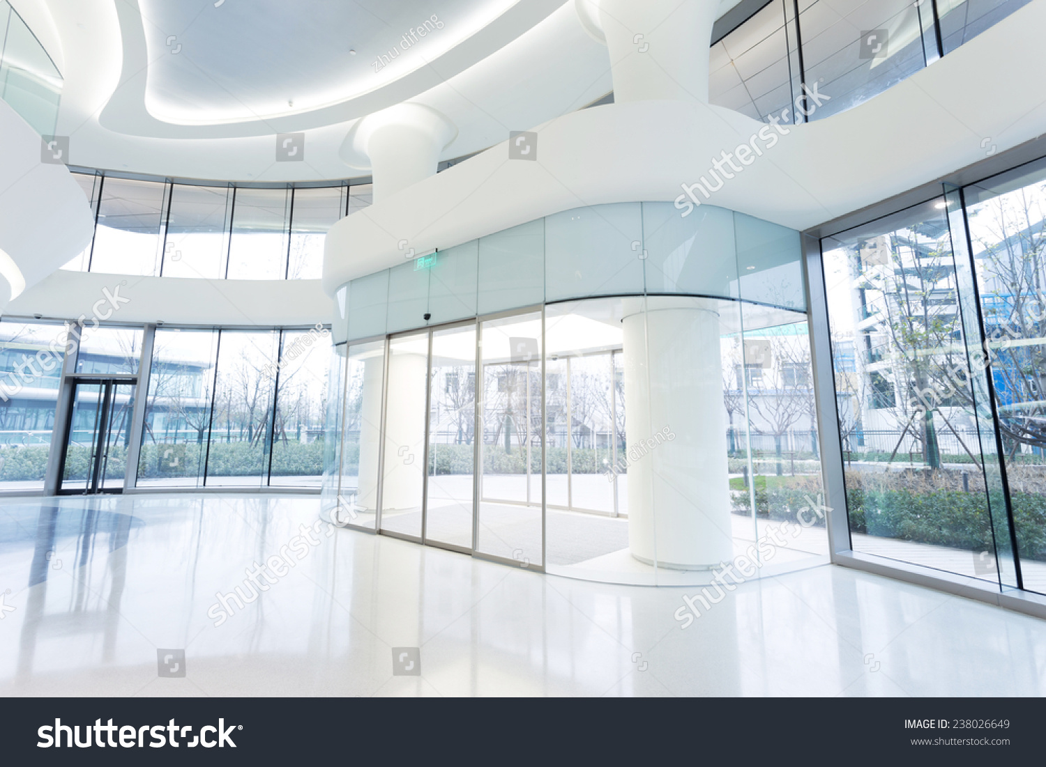 Futuristic Modern  Office  Building  Interior Urban Stock 