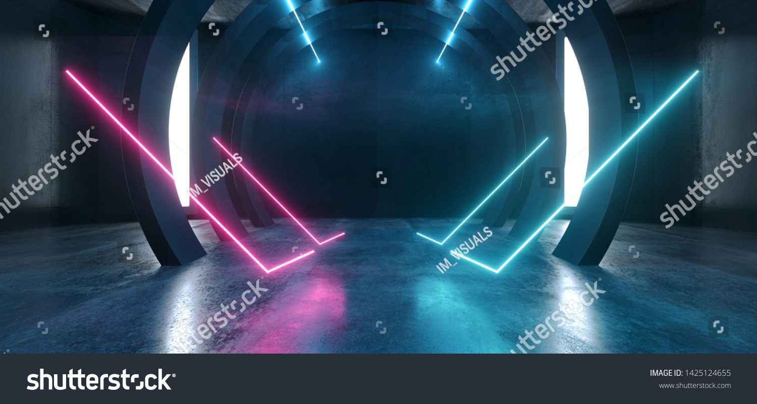 Futuristic Neon Lights Sci Fi Glowing Stock Illustration 1425124655