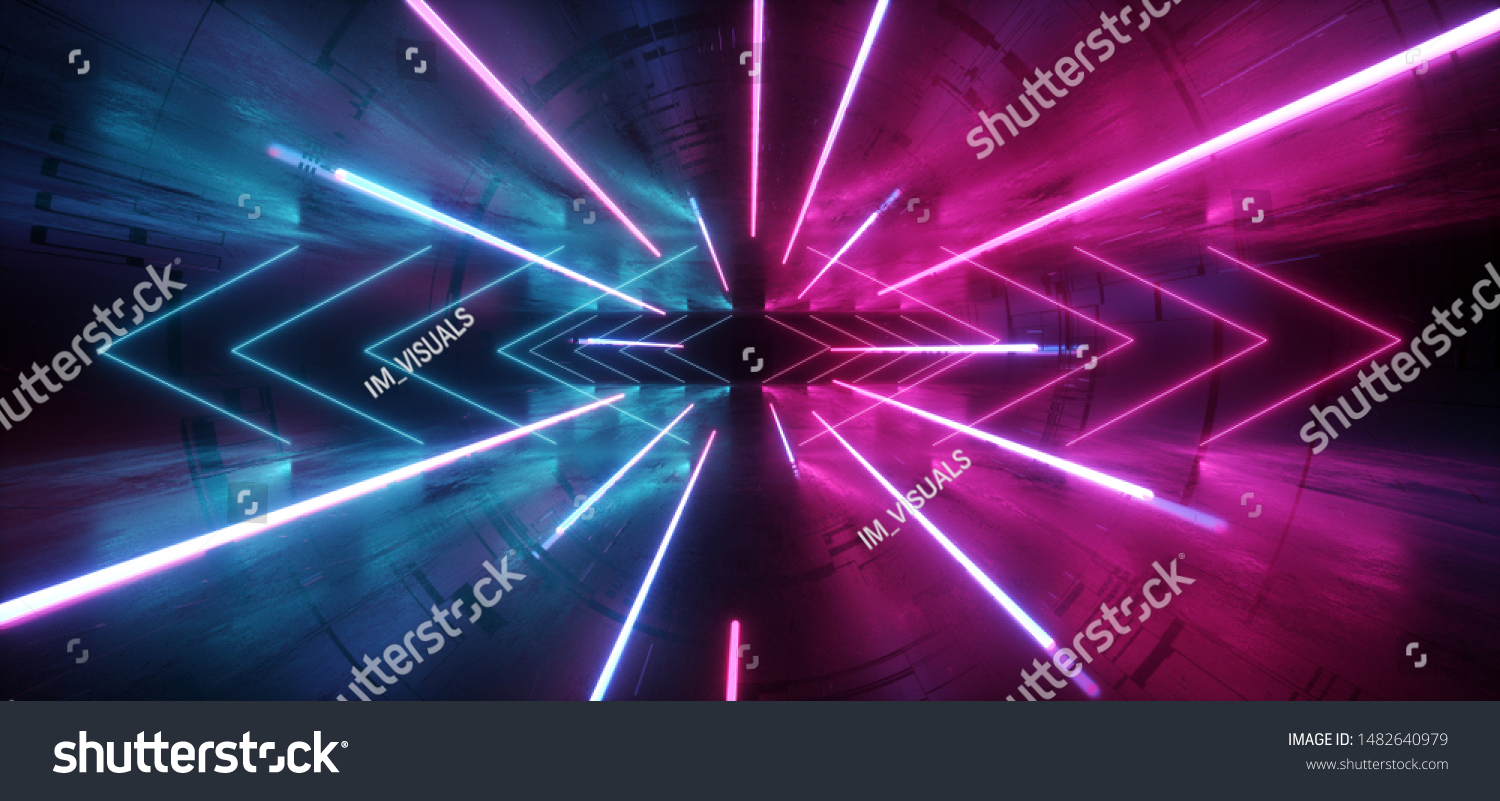 Futuristic Sci Fi Neon Glowing Purple Stock Illustration 1482640979