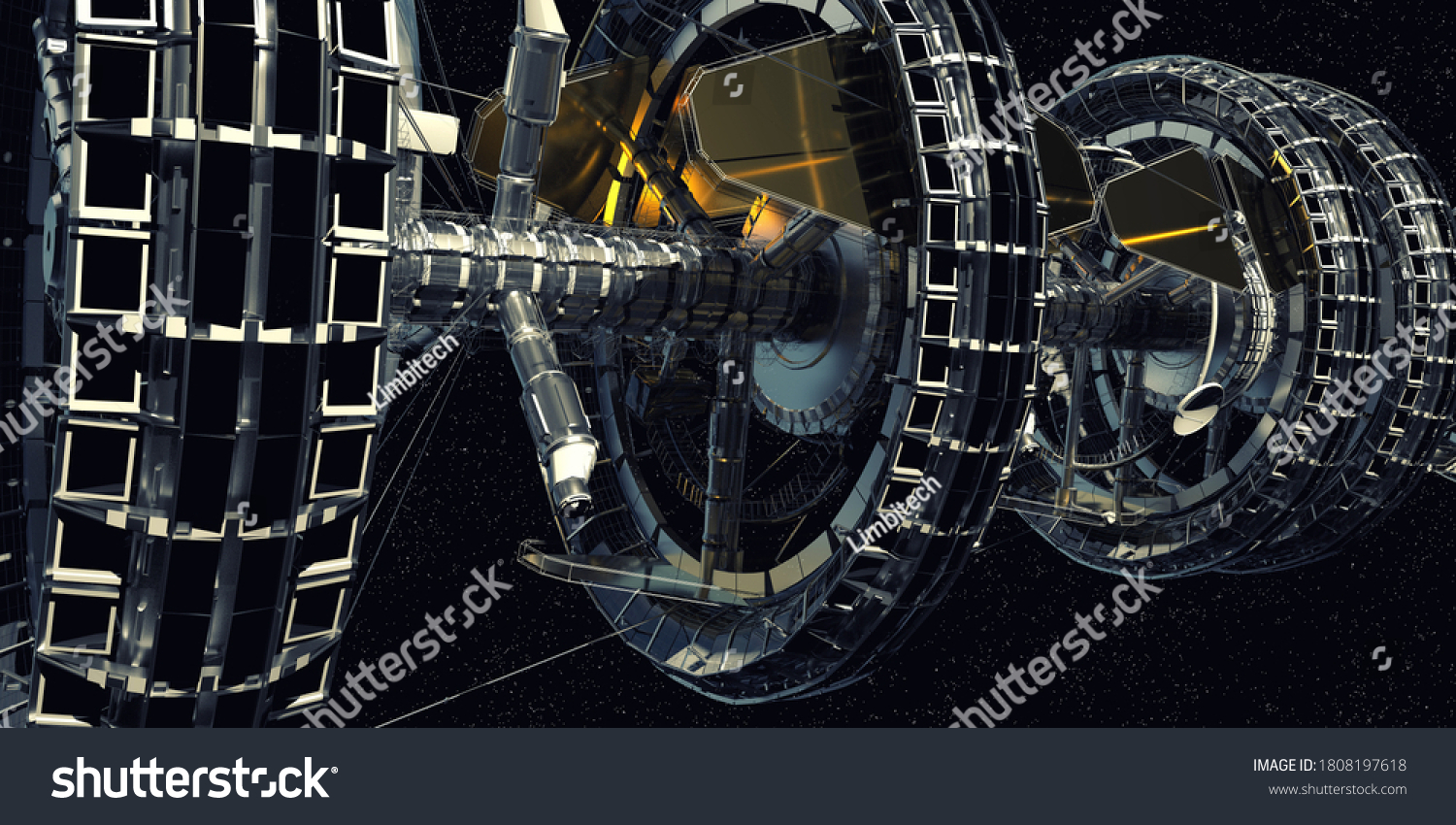 Futuristic Scifi Spaceship Travelling Into Deep Stock Illustration ...